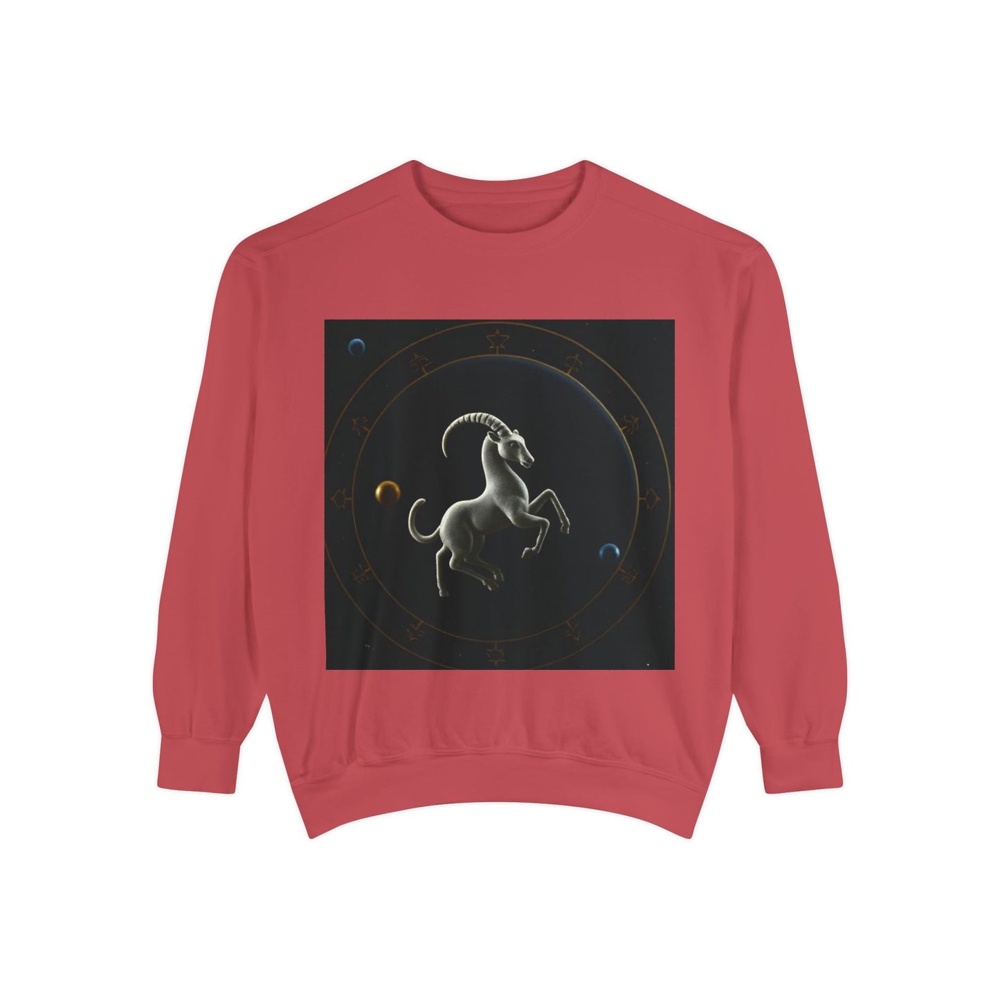Garment-Dyed Sweatshirt, Unisex, Space Animal Design v1, Capricorn