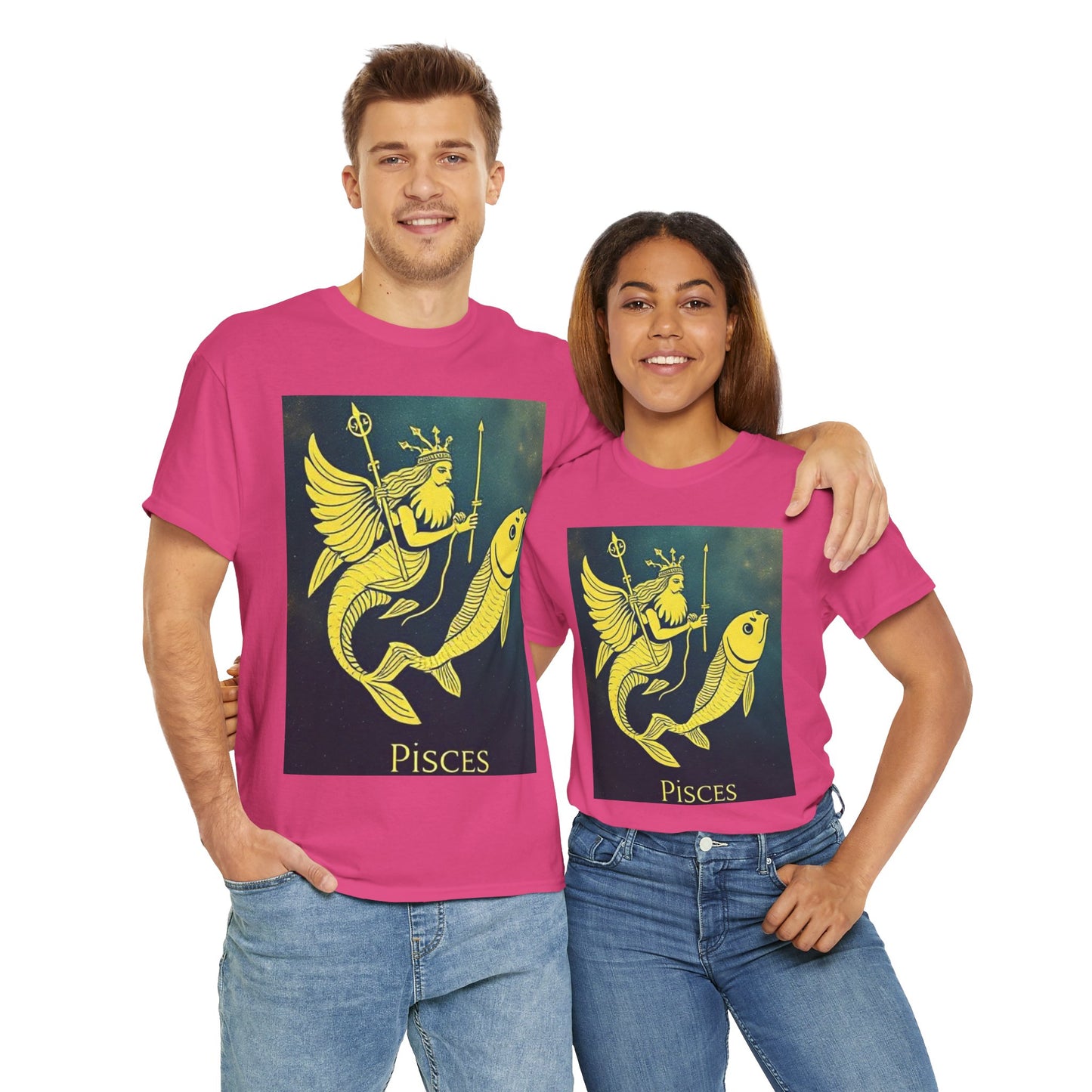 Unisex Heavy Cotton T-Shirt, Pisces Quuen v1, Zodiac Design