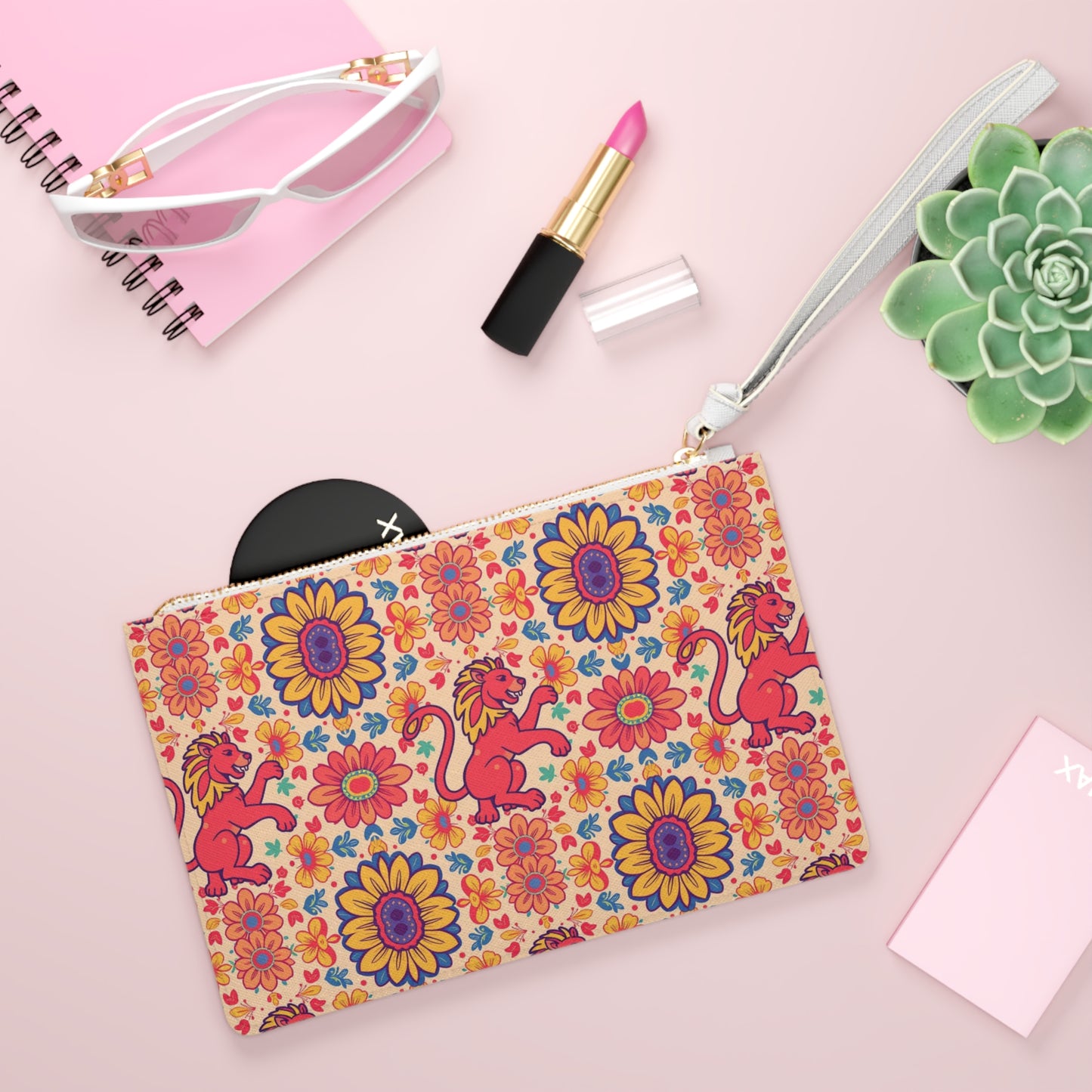 Clutch Bag, Leo, Zodiac v4, Flower Pattern