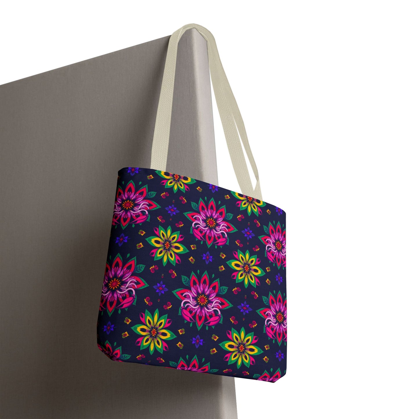 Tote Bag (AOP), Scorpio, Zodiac v2, Flower Pattern