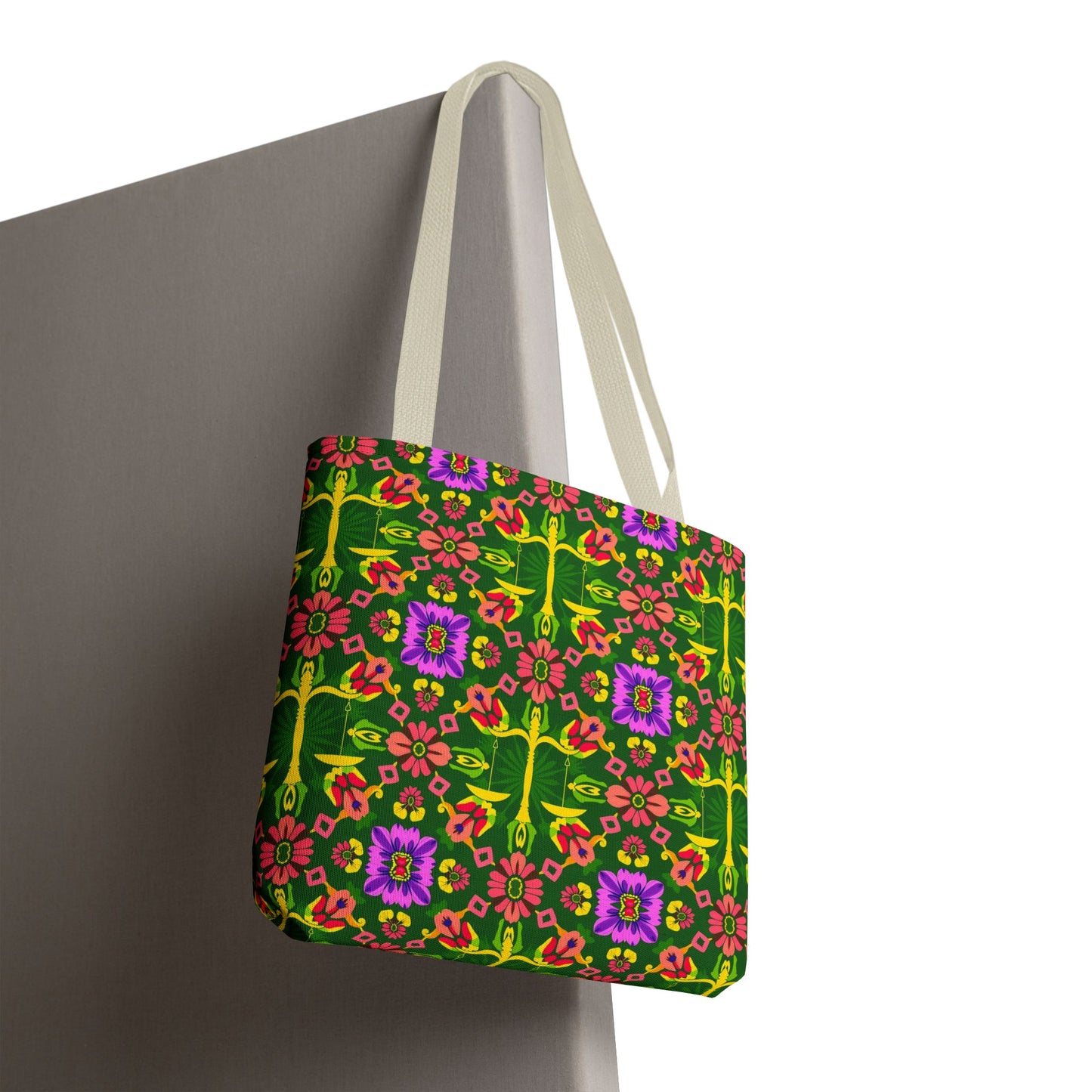 Tote Bag (AOP), Libra, Zodiac, Flower Pattern