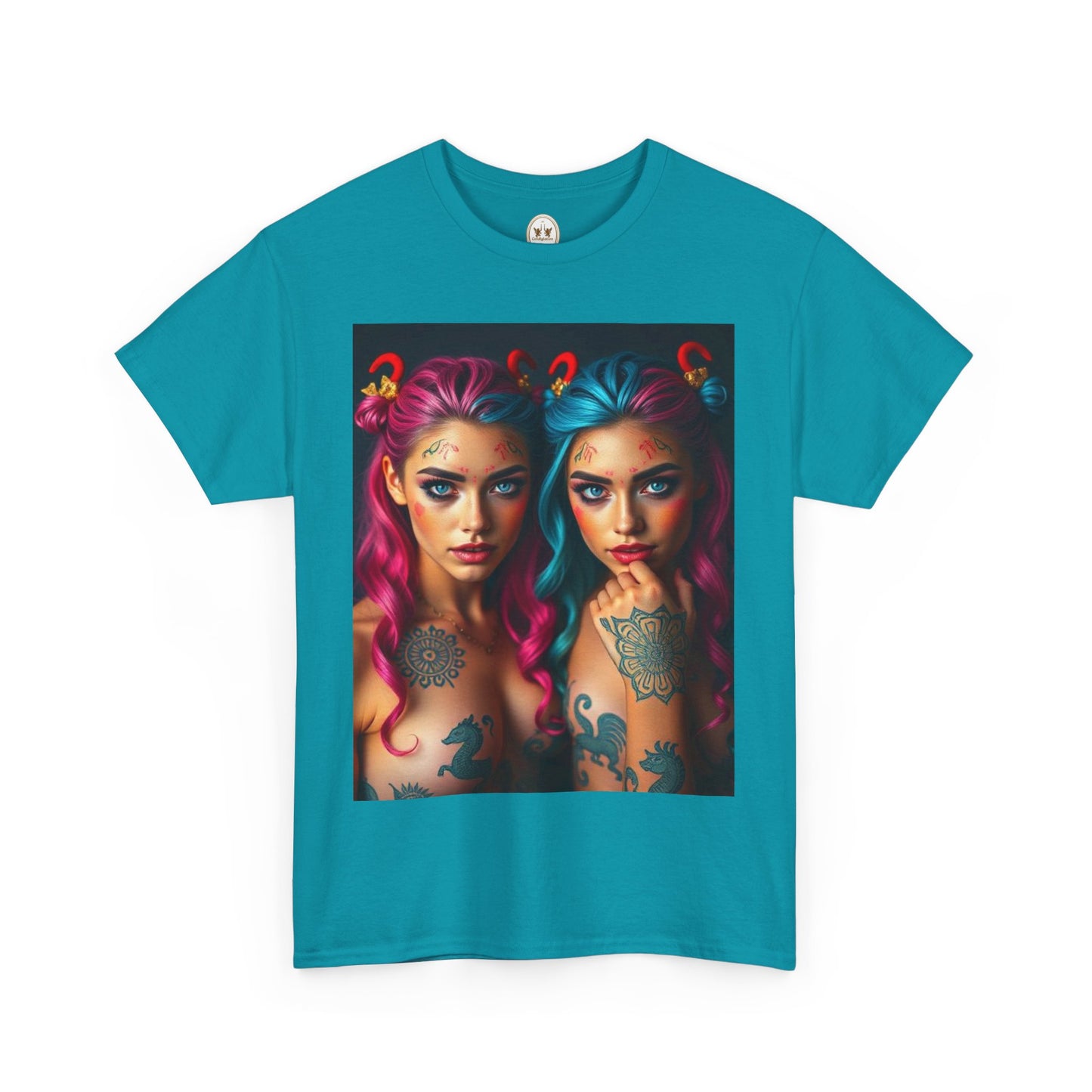 Unisex Heavy Cotton T-Shirt, Gemini, Zodiac v1, Sexy Art