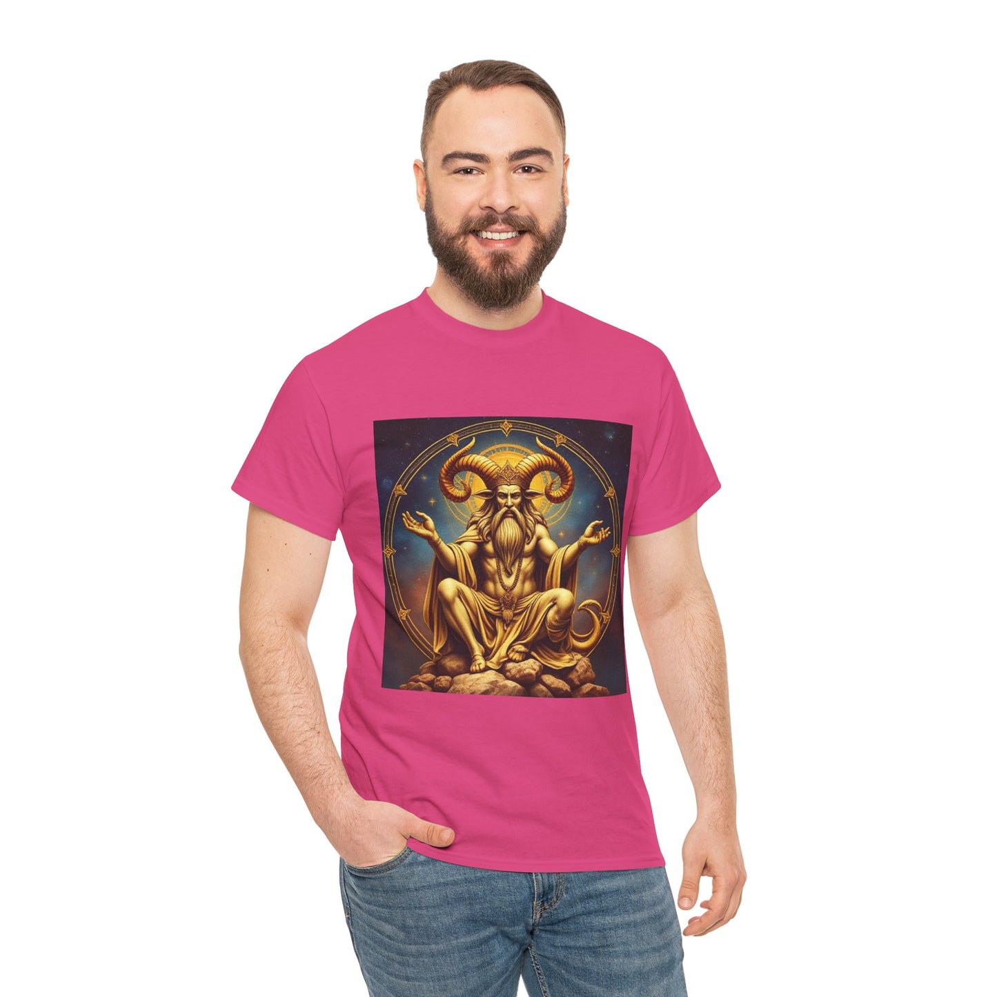 Unisex Heavy Cotton T-Shirt, On The Throne, Taurus Zodiac Design