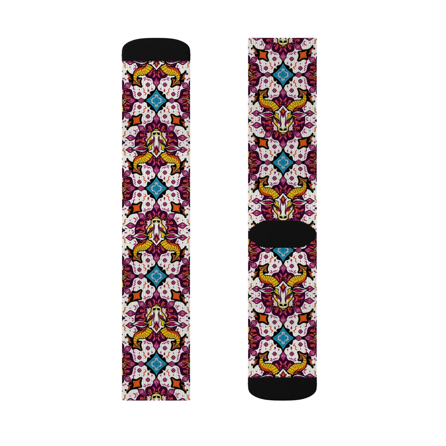 Sublimation Socks, Taurus, Zodiac v3, Jewel Pattern