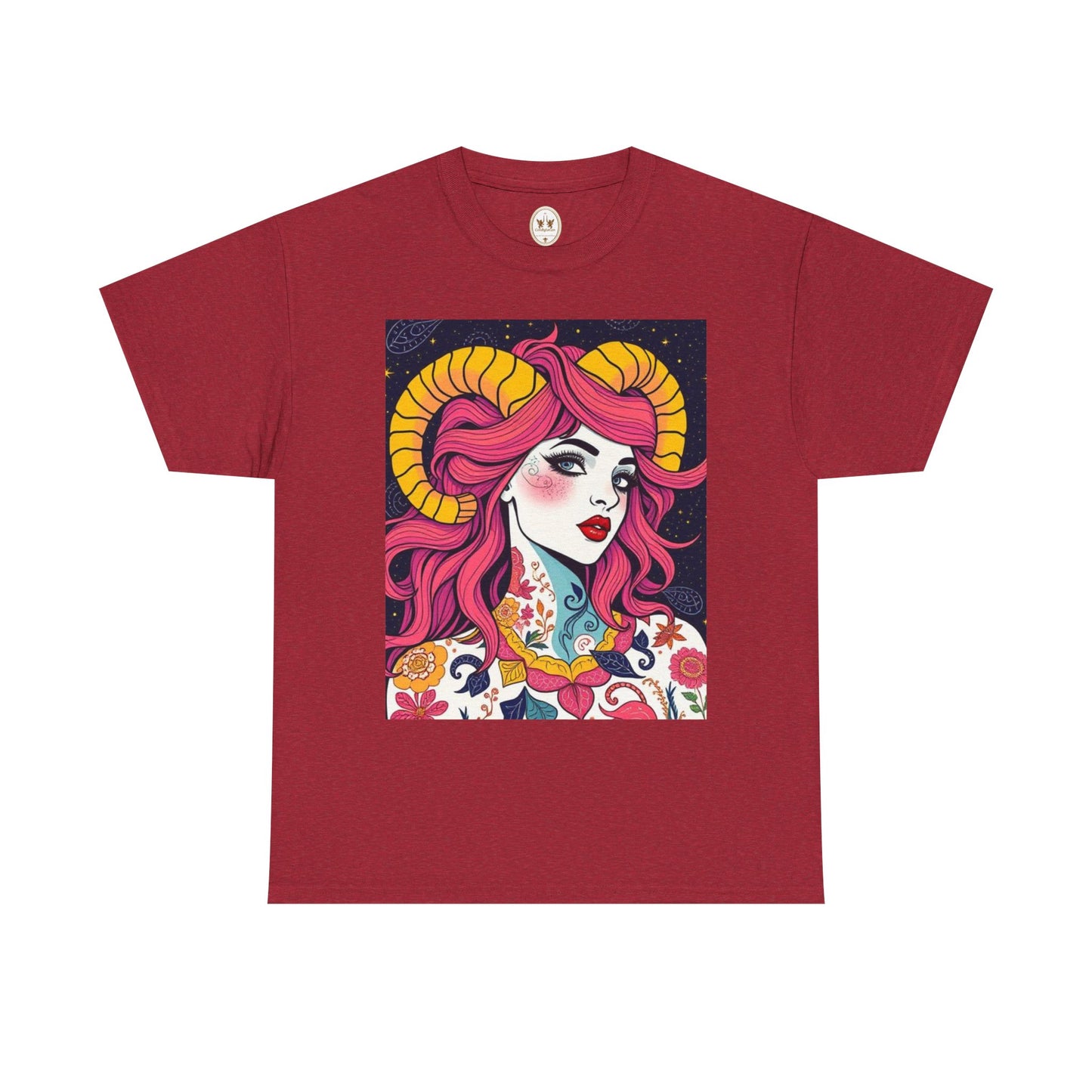 Unisex Heavy Cotton T-Shirt, Aries, Zodiac v2, Sexy Art