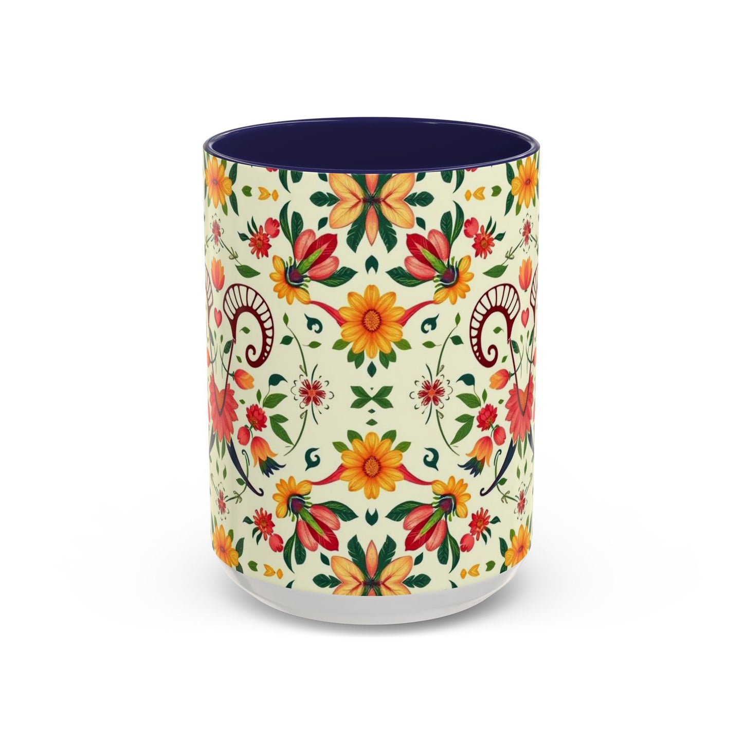 Accent Coffee Mug, Aries, Zodiac, Flower Pattern, (11, 15oz)