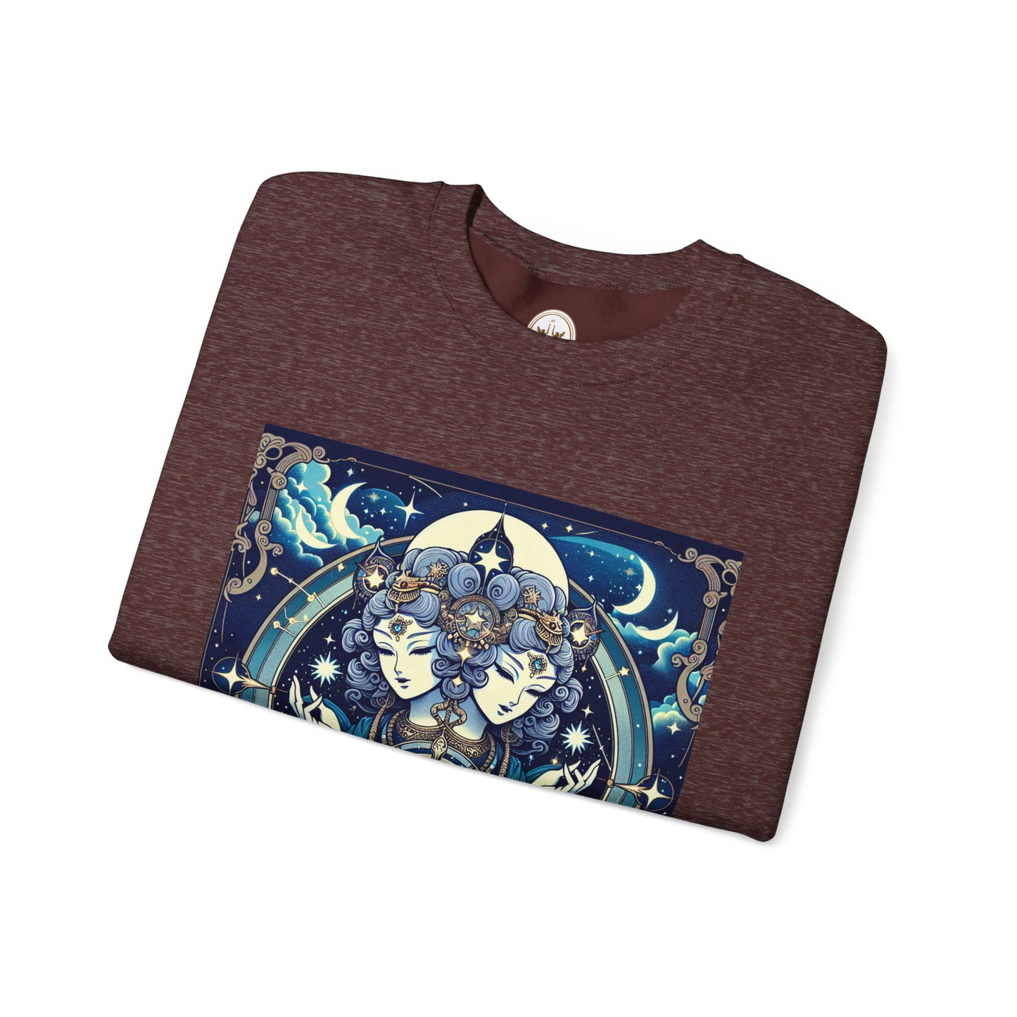 Unisex Heavy Blend™ Crewneck Sweatshirt,Twin Body, Gemini Zodiac Design