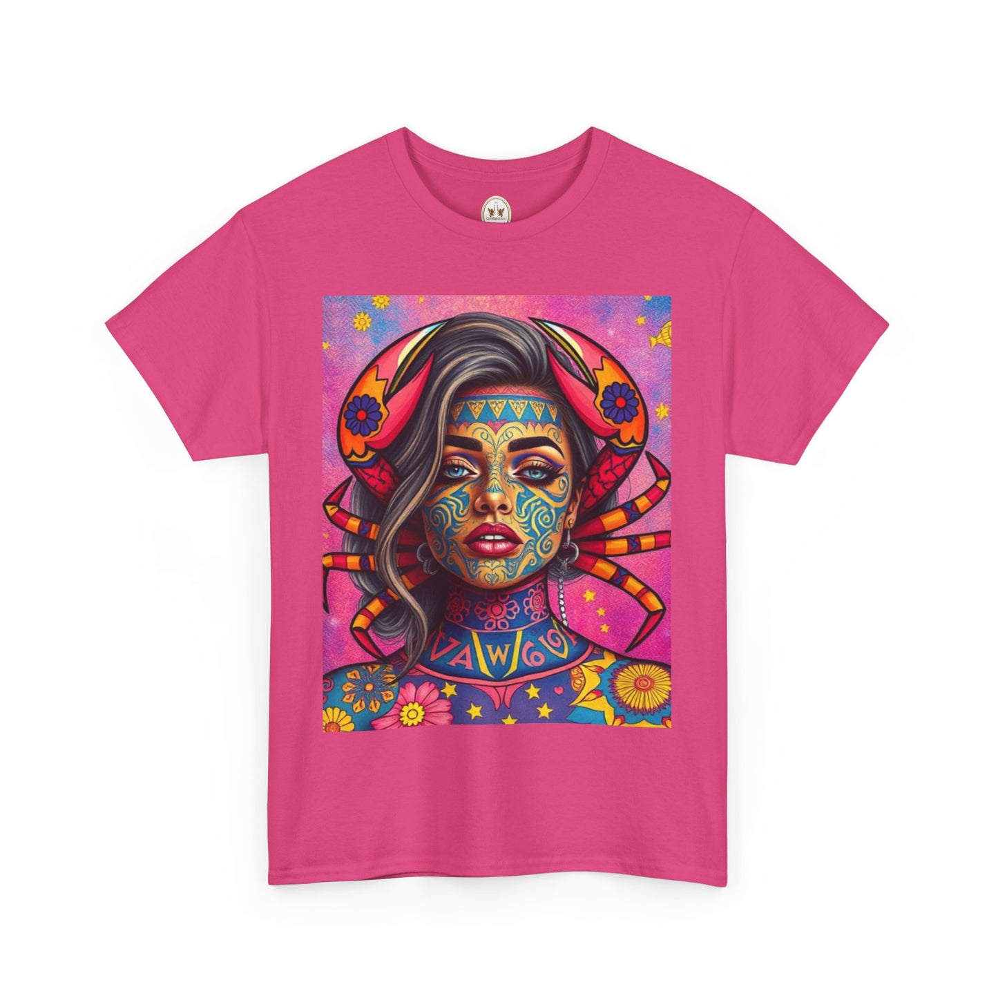Unisex Heavy Cotton T-Shirt, Cancer, Zodiac v3, Sexy Art