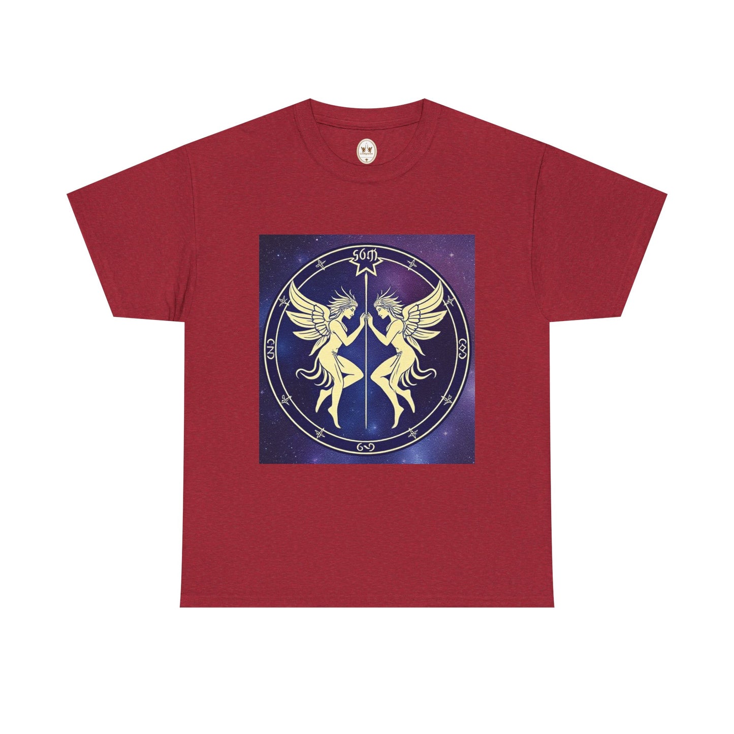 Unisex Heavy Cotton T-Shirt, Space Angel Twins v1, Gemini Zodiac Design