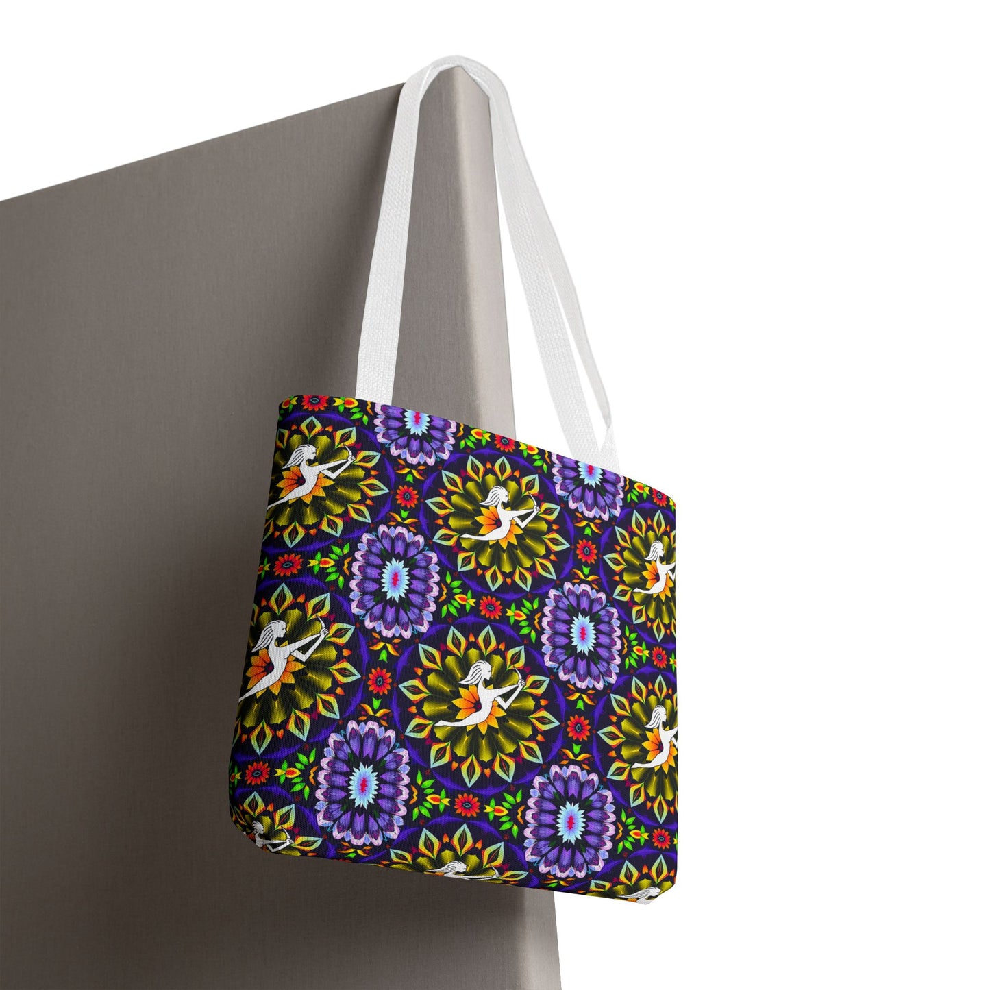 Tote Bag (AOP), Sagittarius, Zodiac v2, Flower Pattern
