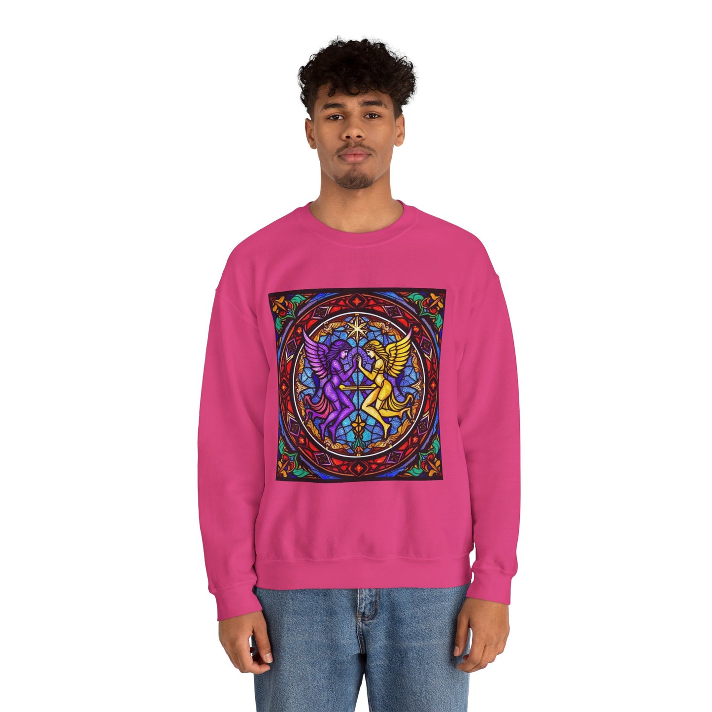 Unisex Heavy Blend™ Crewneck Sweatshirt, Glass, Gemini Zodiac Design