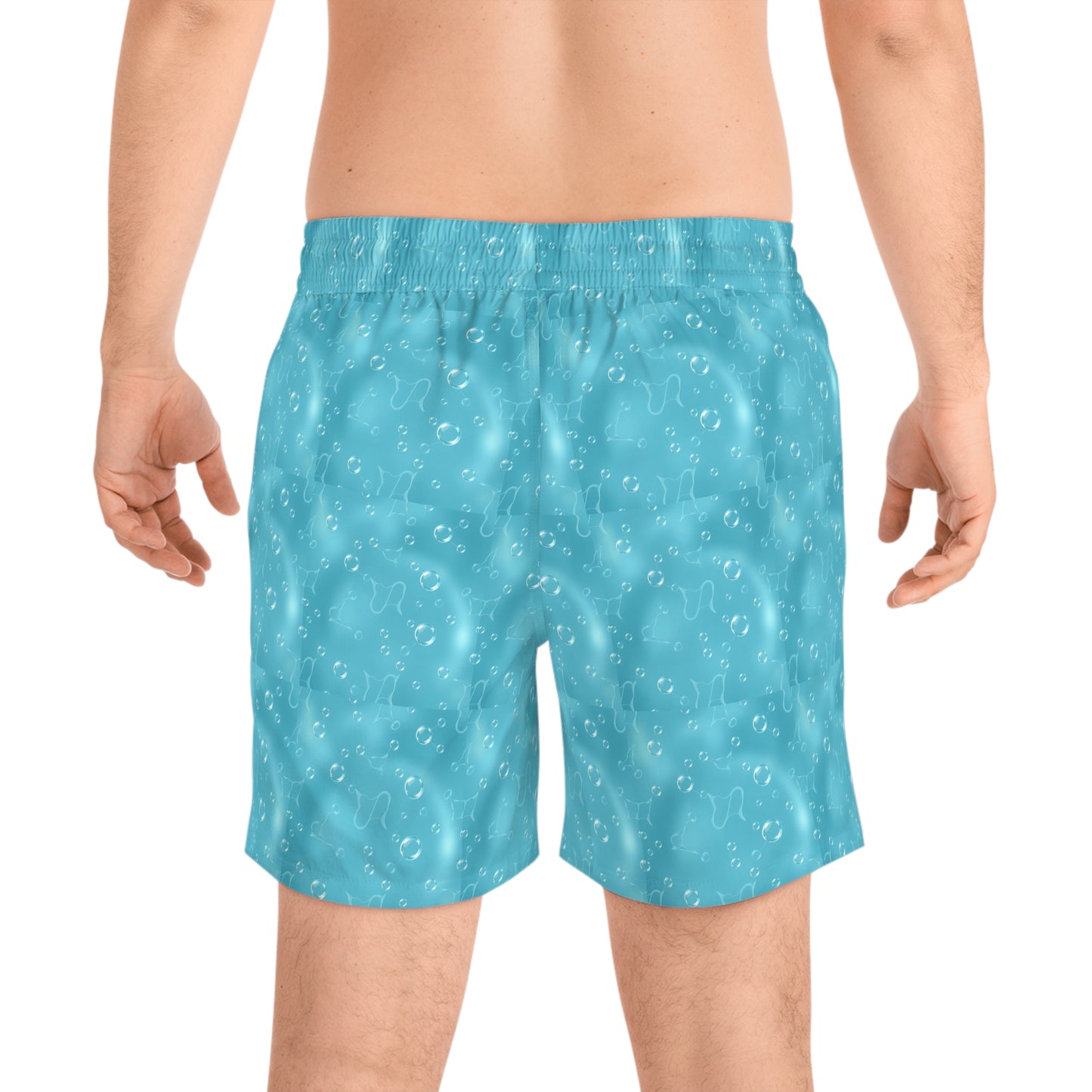 Men's Mid-Length Swim Shorts, (AOP), Aquarius, Zodiac v4, Bubble Pattern