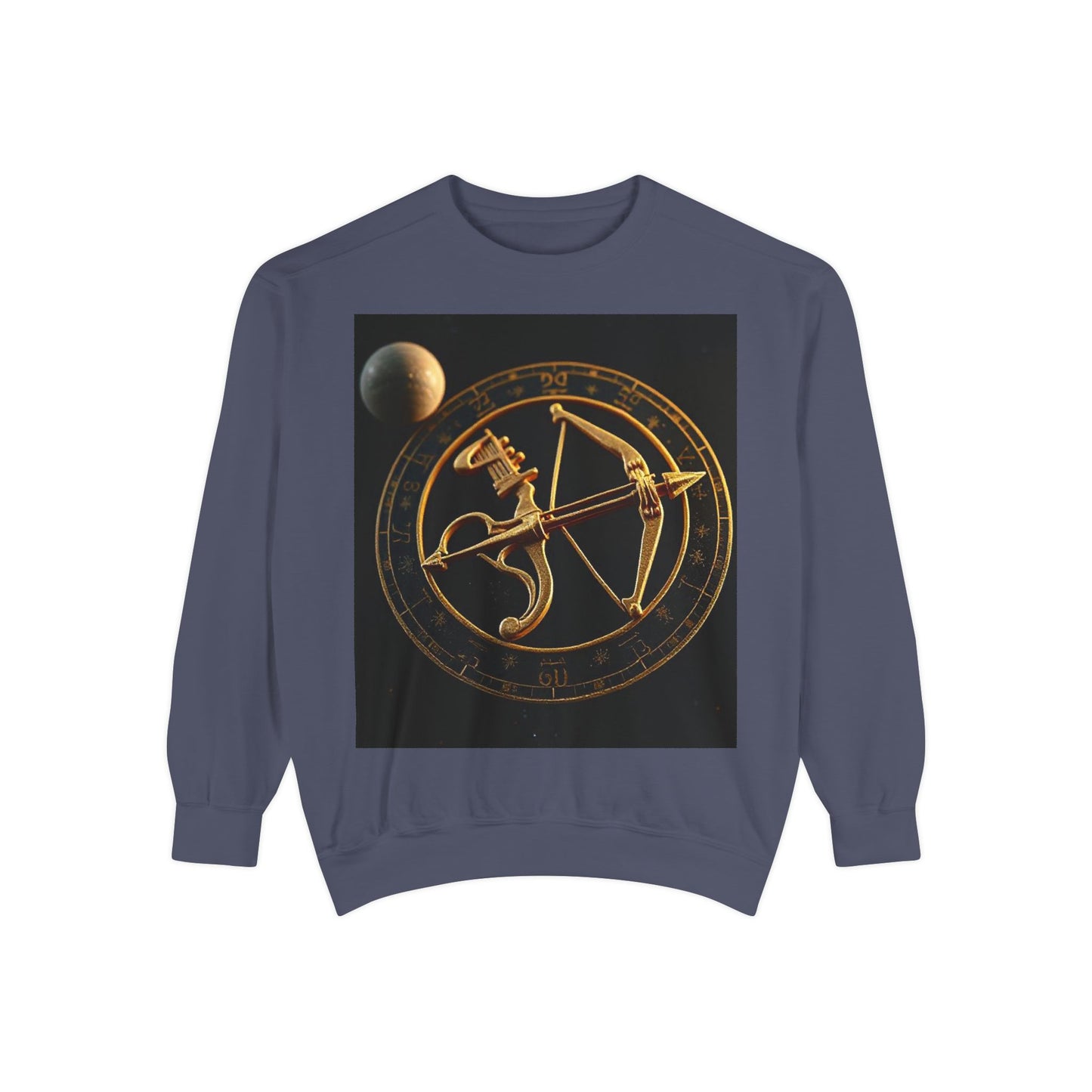 Garment-Dyed Sweatshirt, Unisex, Space Symbol Design, Sagittarius