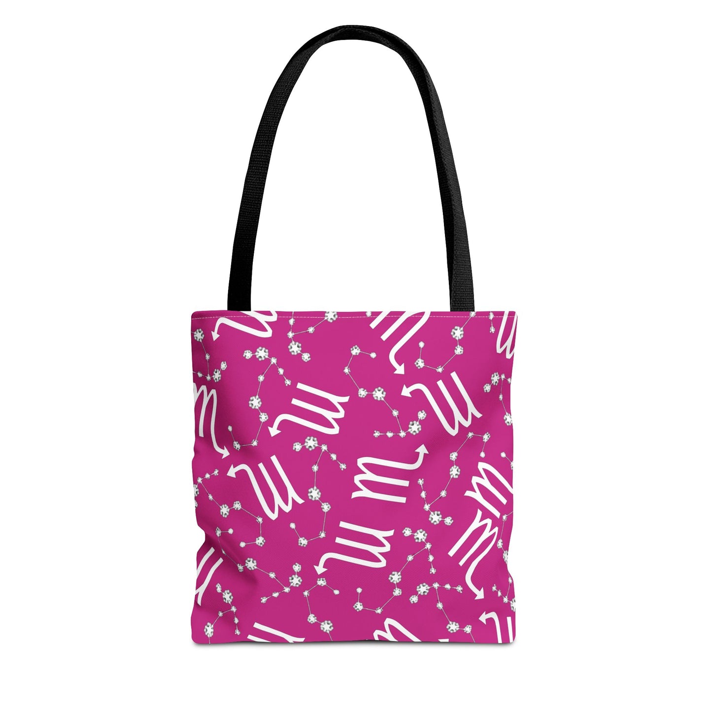 Tote Bag, Scorpio Zodiac Sign, AOP, (Pink, White)