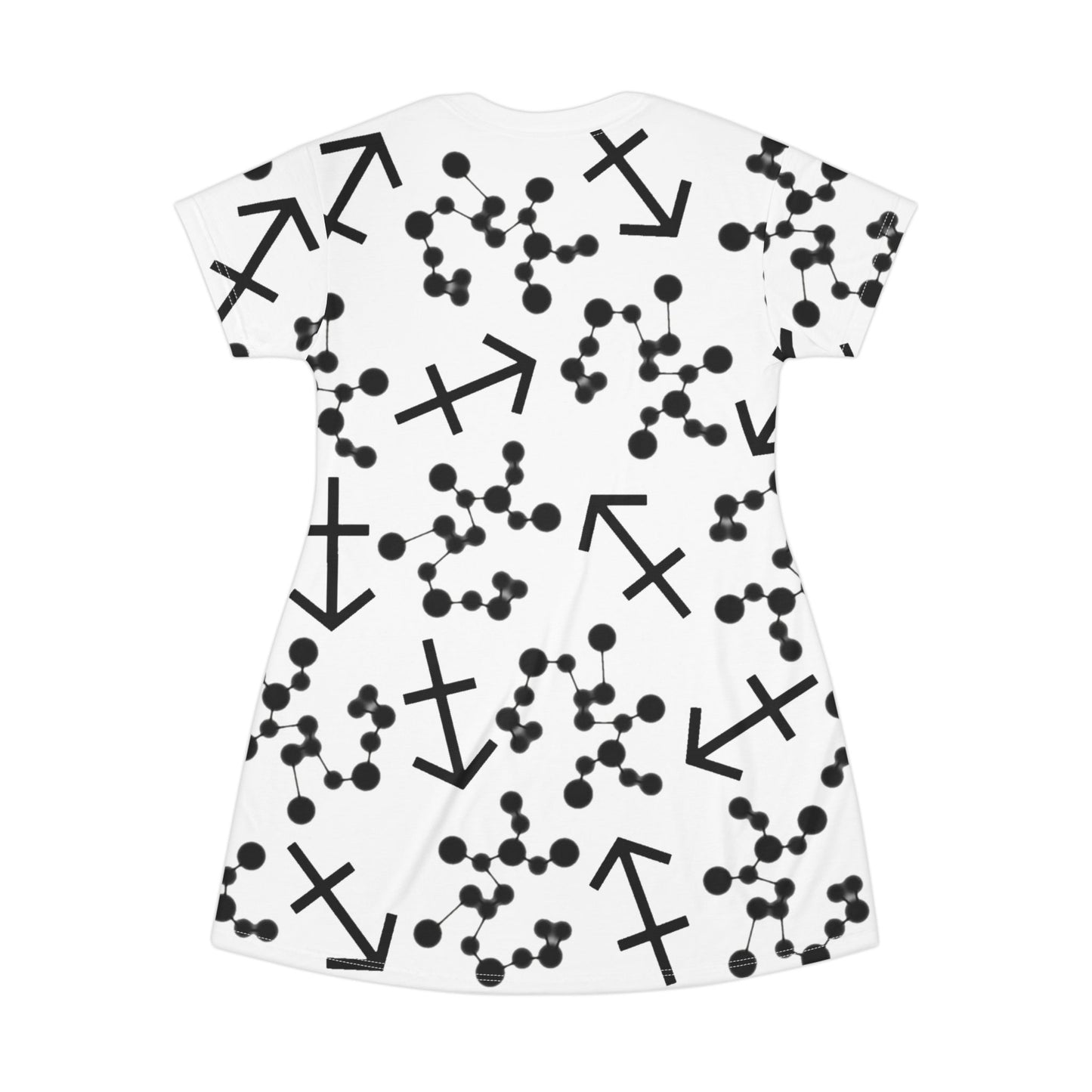 T-Shirt Dress (AOP), 100% Polyester, White thread color, Sagittarius Zodiac design