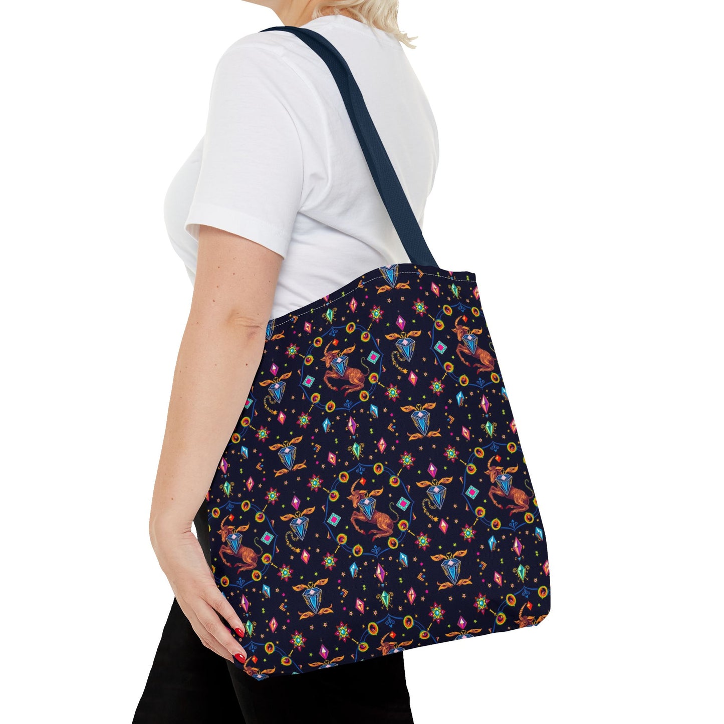 Tote Bag (AOP), Capricorn, Zodiac v1, Jewel Pattern