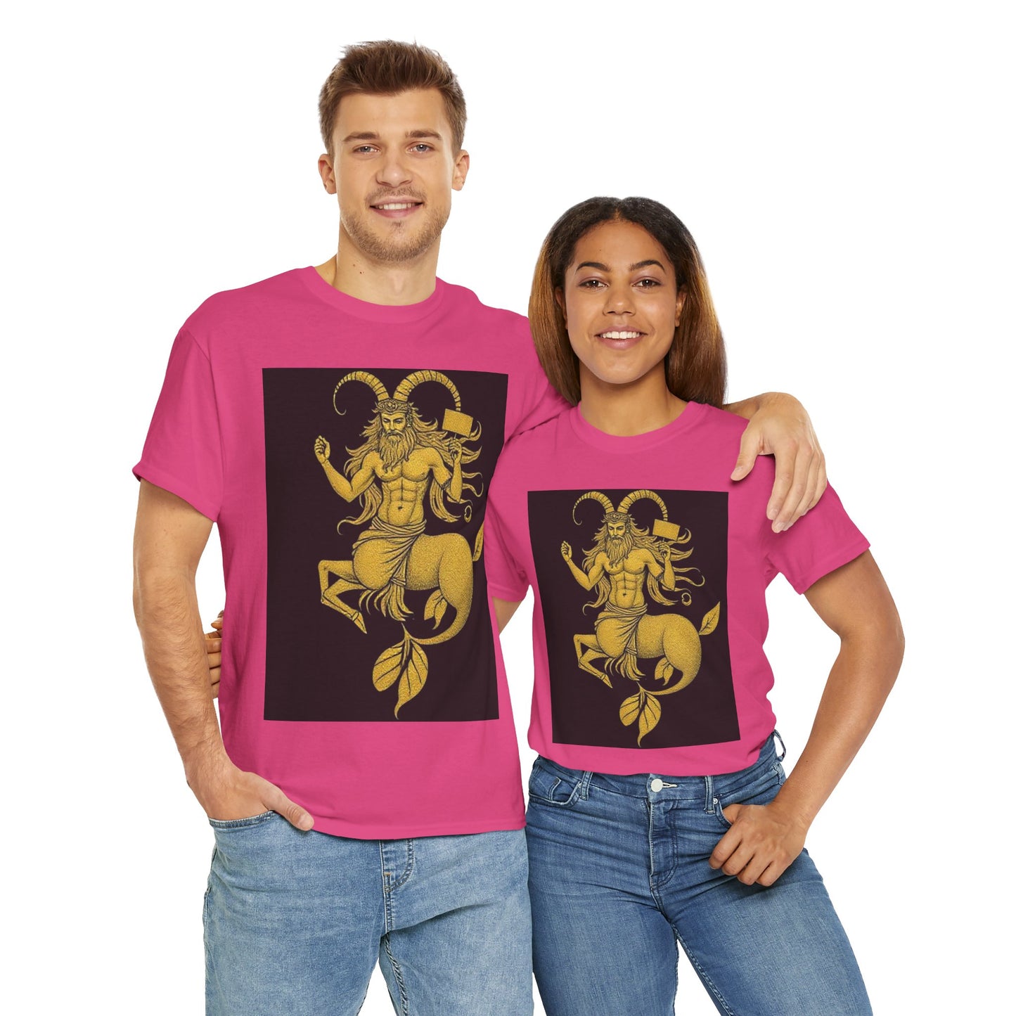Unisex Heavy Cotton T-Shirt, Capricorn God, Zodiac Design
