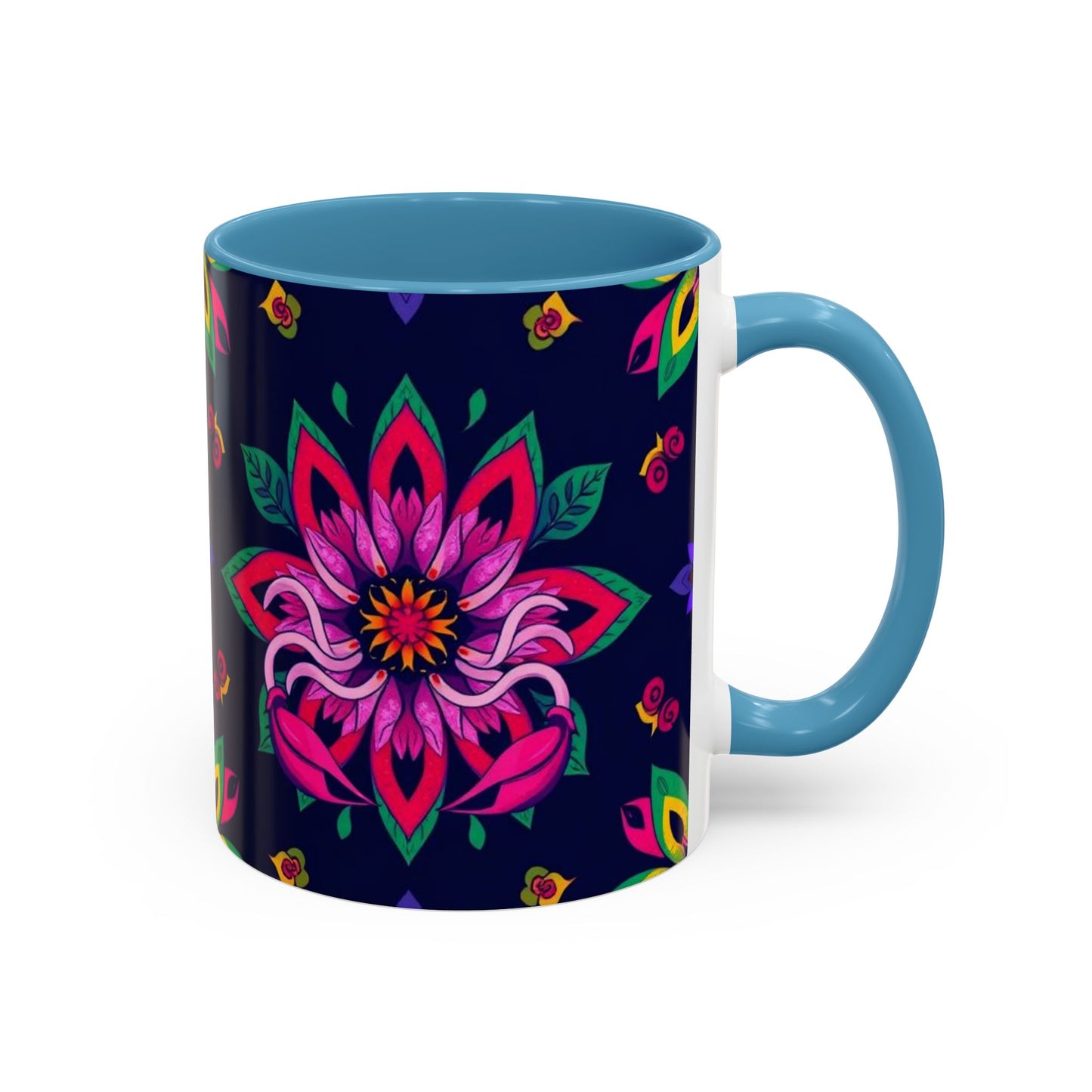 Accent Coffee Mug, Scorpio, Zodiac v4. Flower Pattern, (11, 15oz)