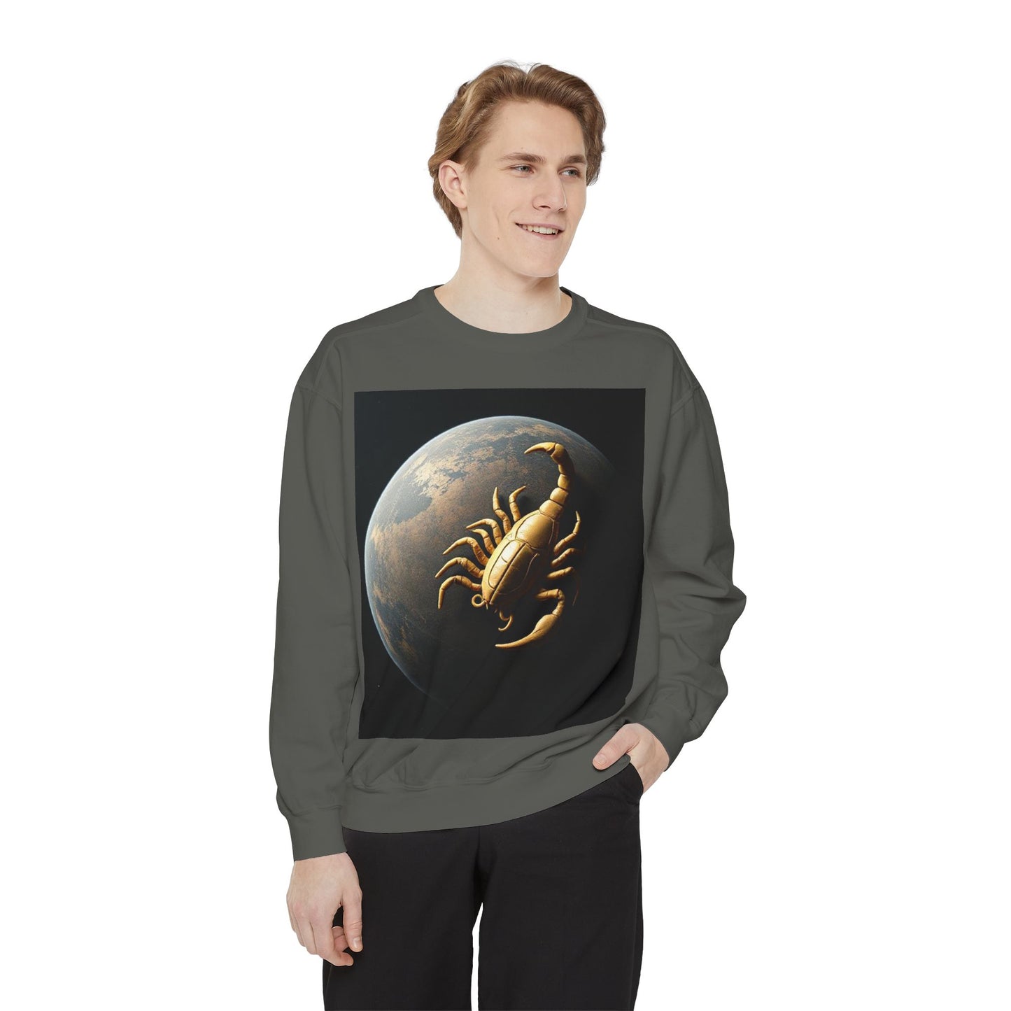 Garment-Dyed Sweatshirt, Unisex, Space Animal Design v1, Scorpio