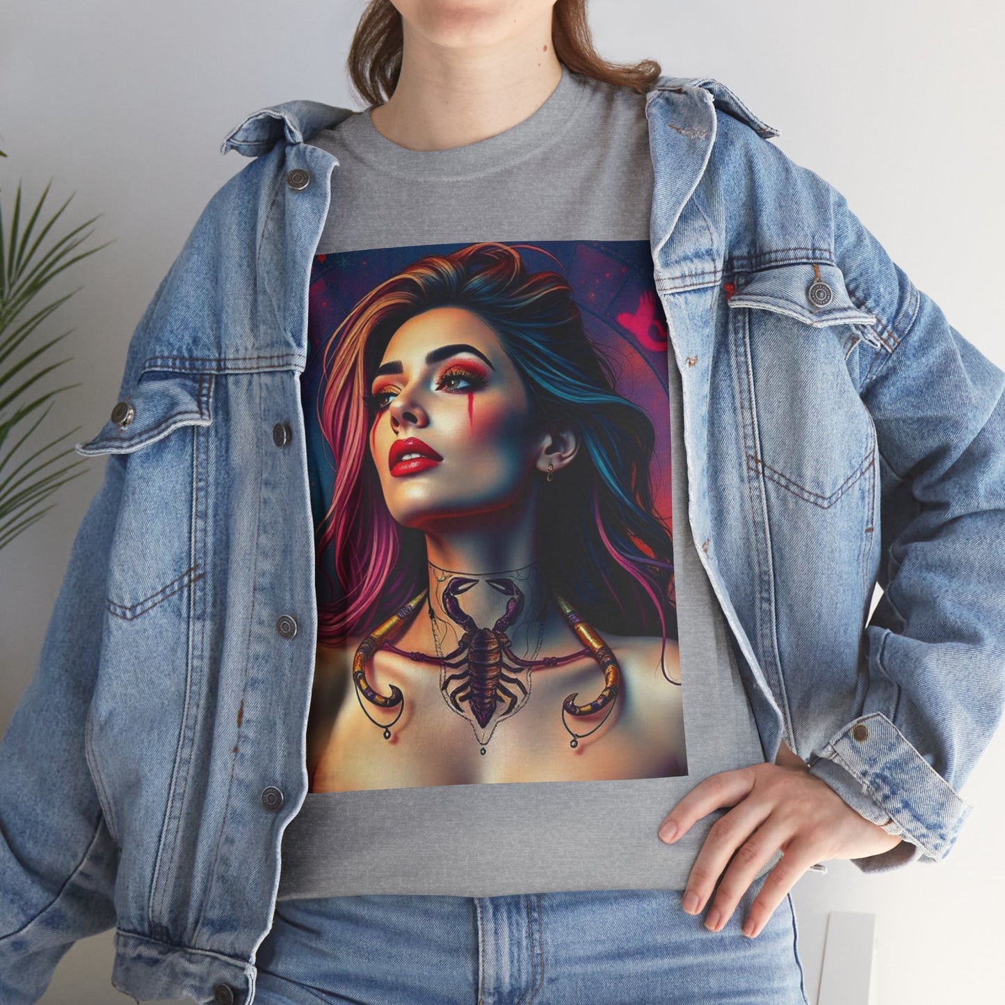 Unisex Heavy Cotton T-Shirt, Scorpio, Zodiac v1, Sexy Art