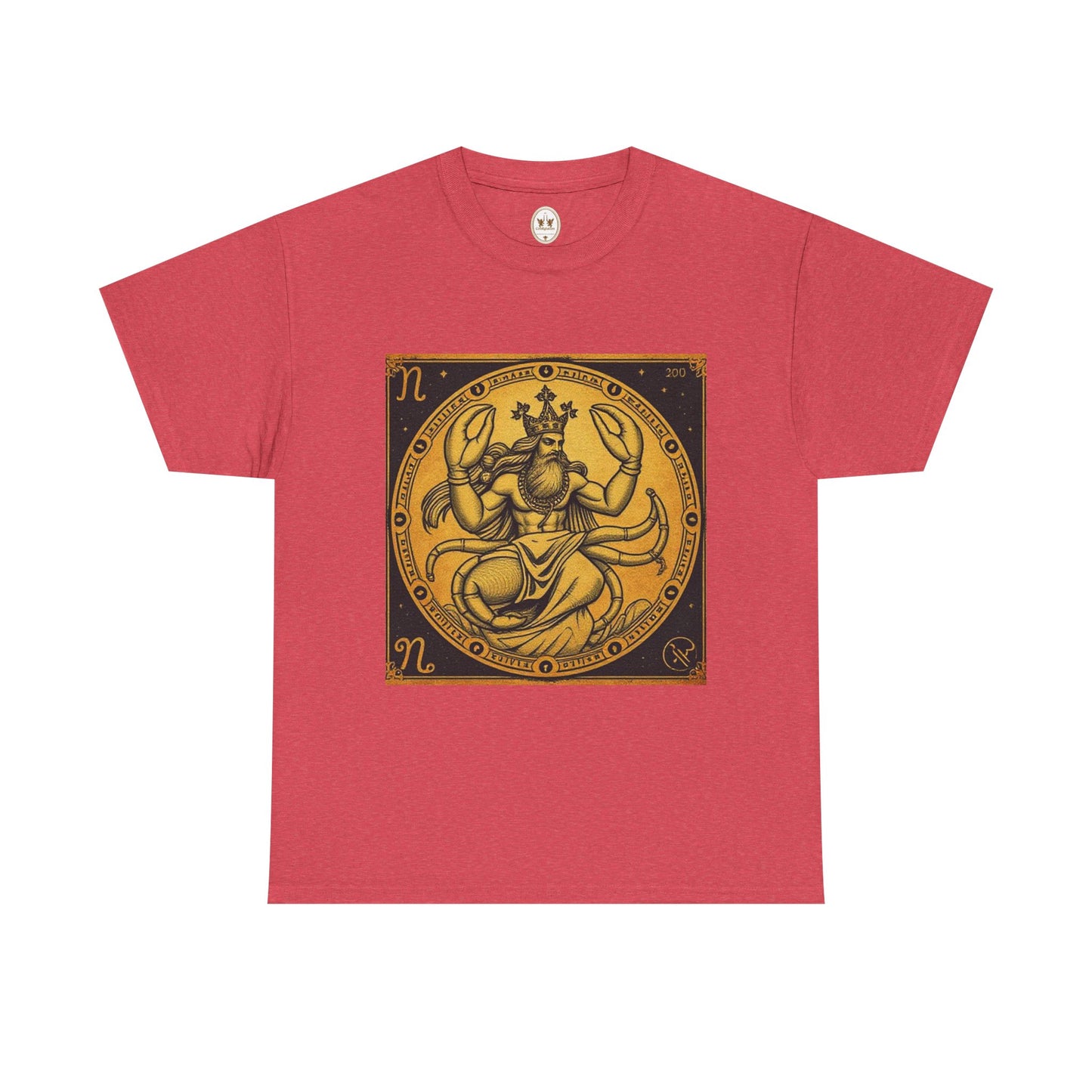Unisex Heavy Cotton T-Shirt, Crab King, Cancer Zodiac Design