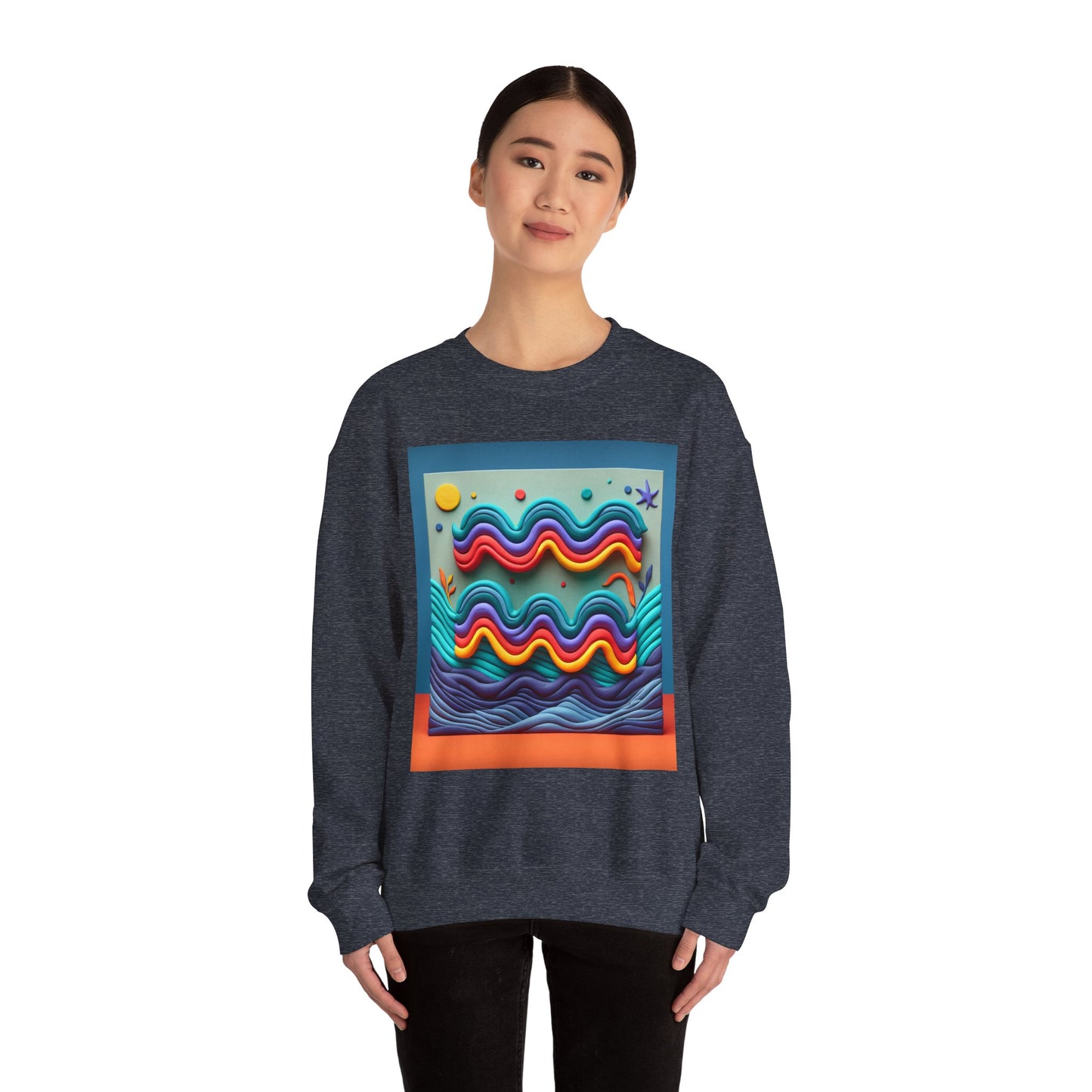 Unisex Heavy Blend™ Crewneck Sweatshirt, Water Painting, Aquarius Zodiac Design