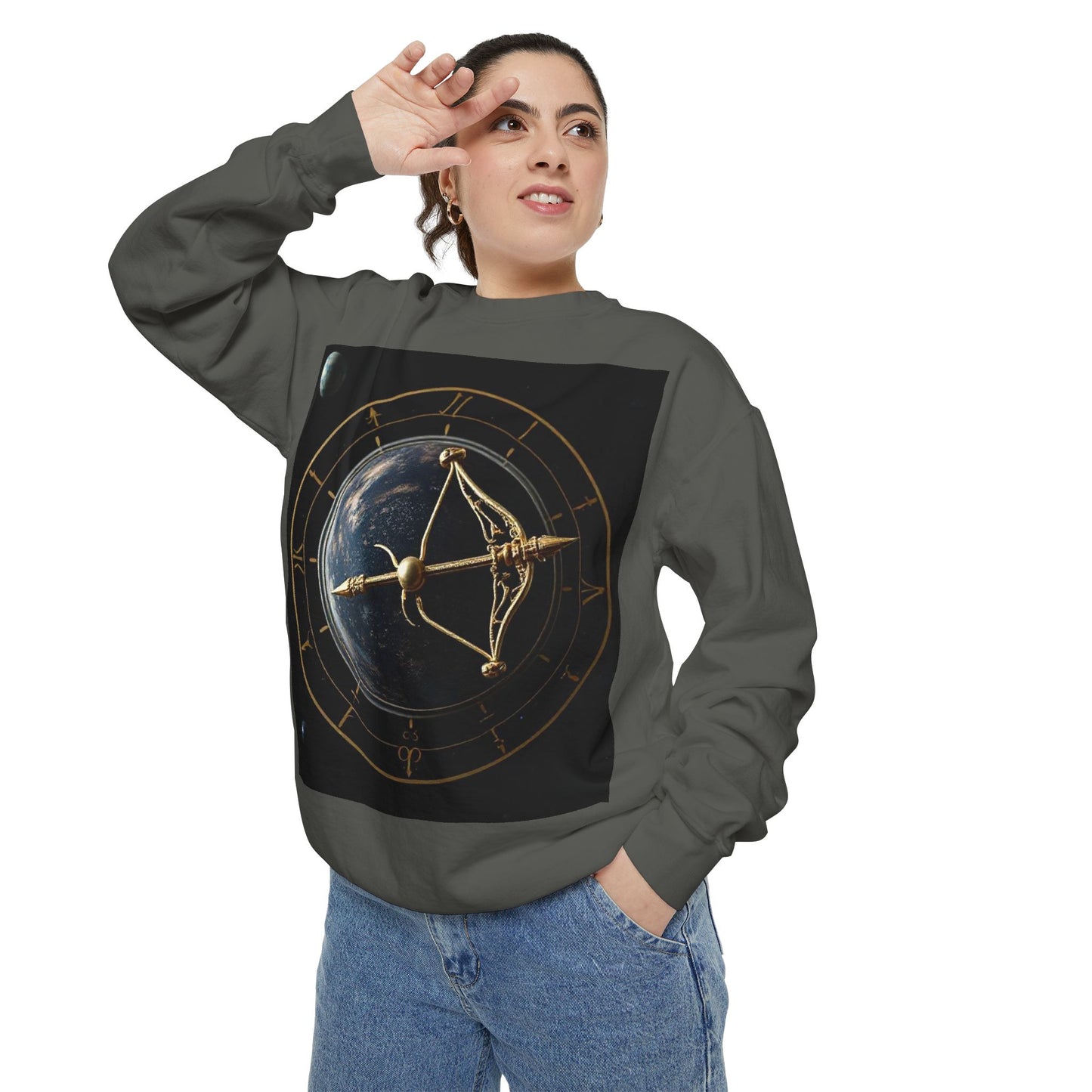 Garment-Dyed Sweatshirt, Unisex, Space Symbol Design v1, Sagittarius