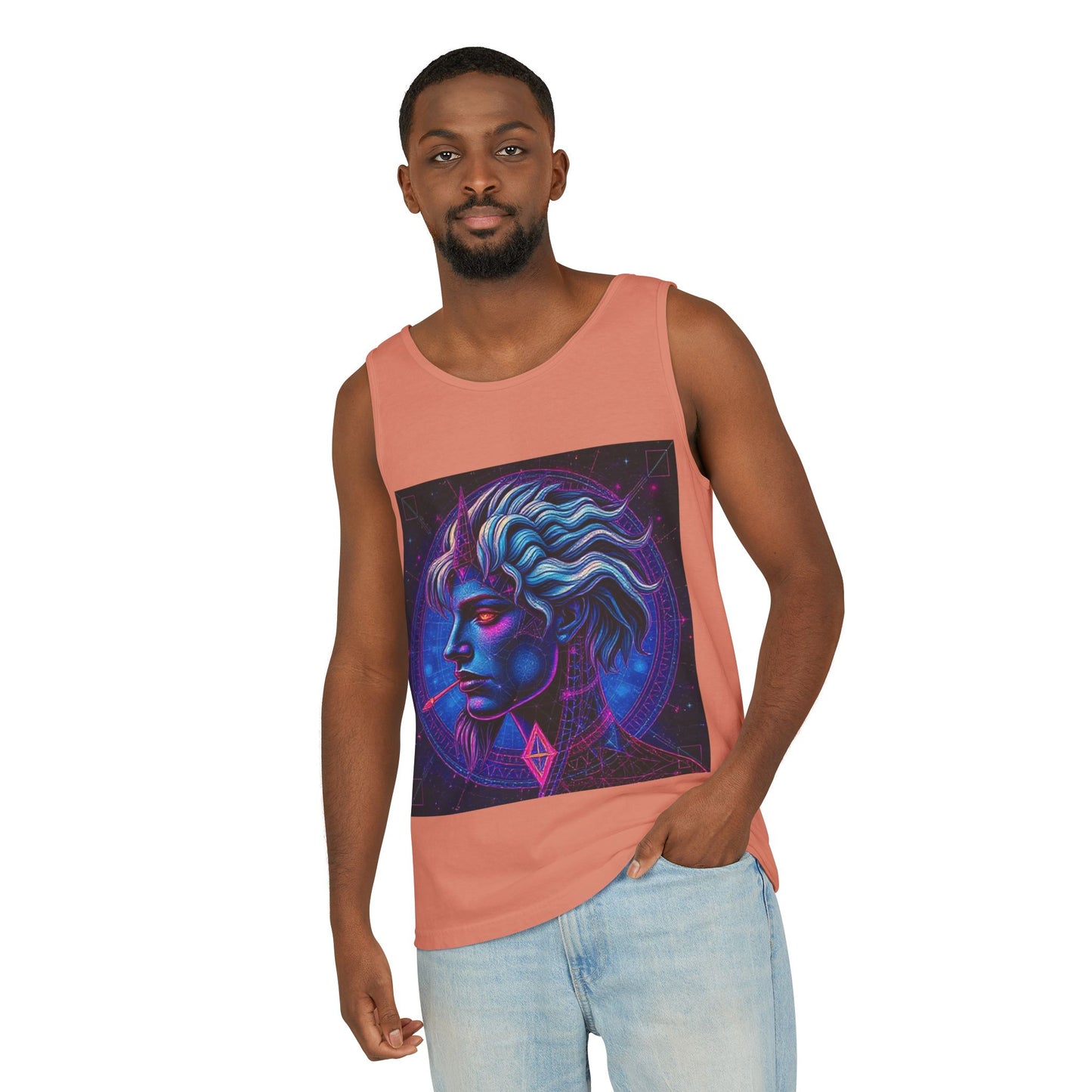 Unisex Garment-Dyed, Tank Top, Gemini, Pop Art v1, 100% US cotton