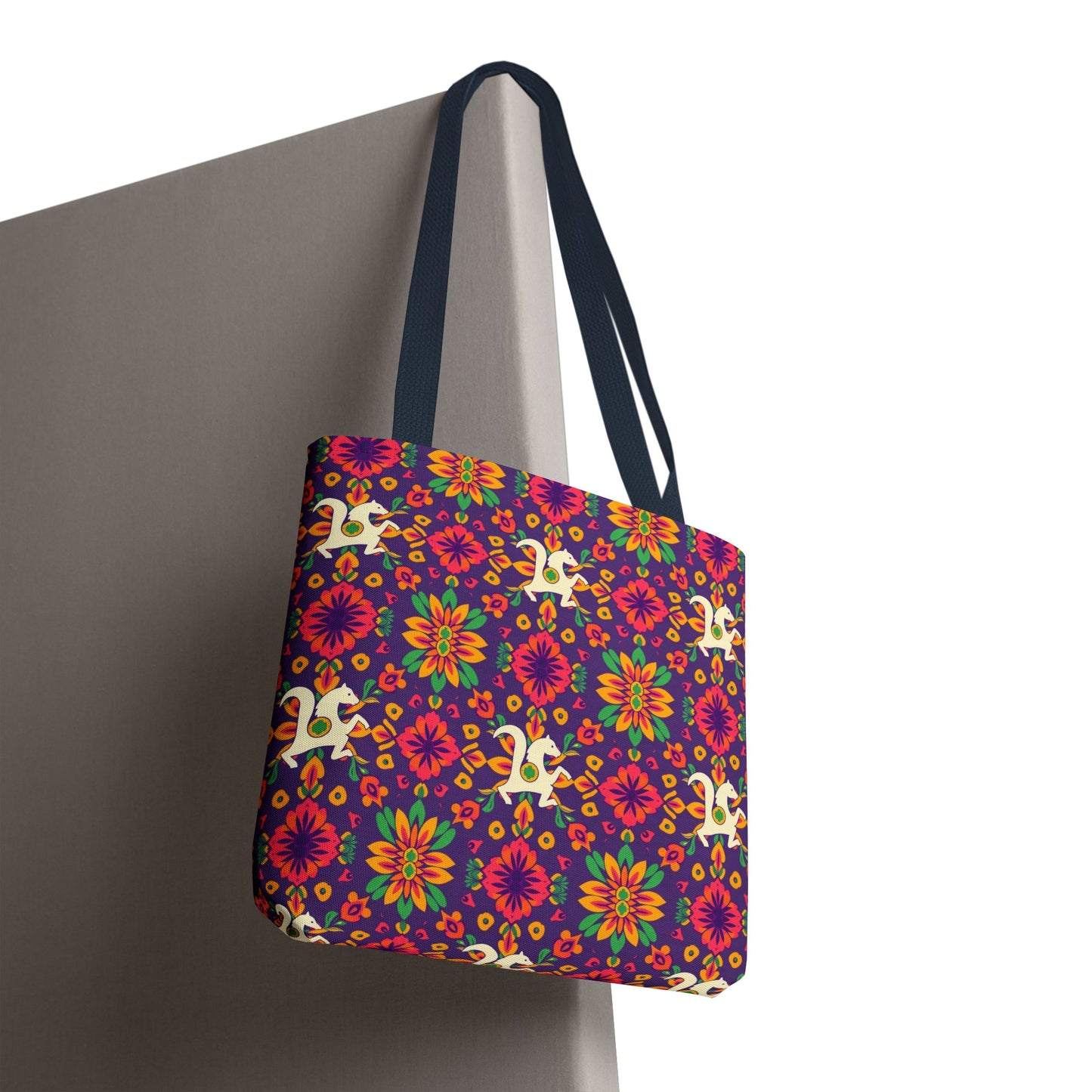 Tote Bag, (AOP), Aquarius, Zodiac v3, Flower Pattern
