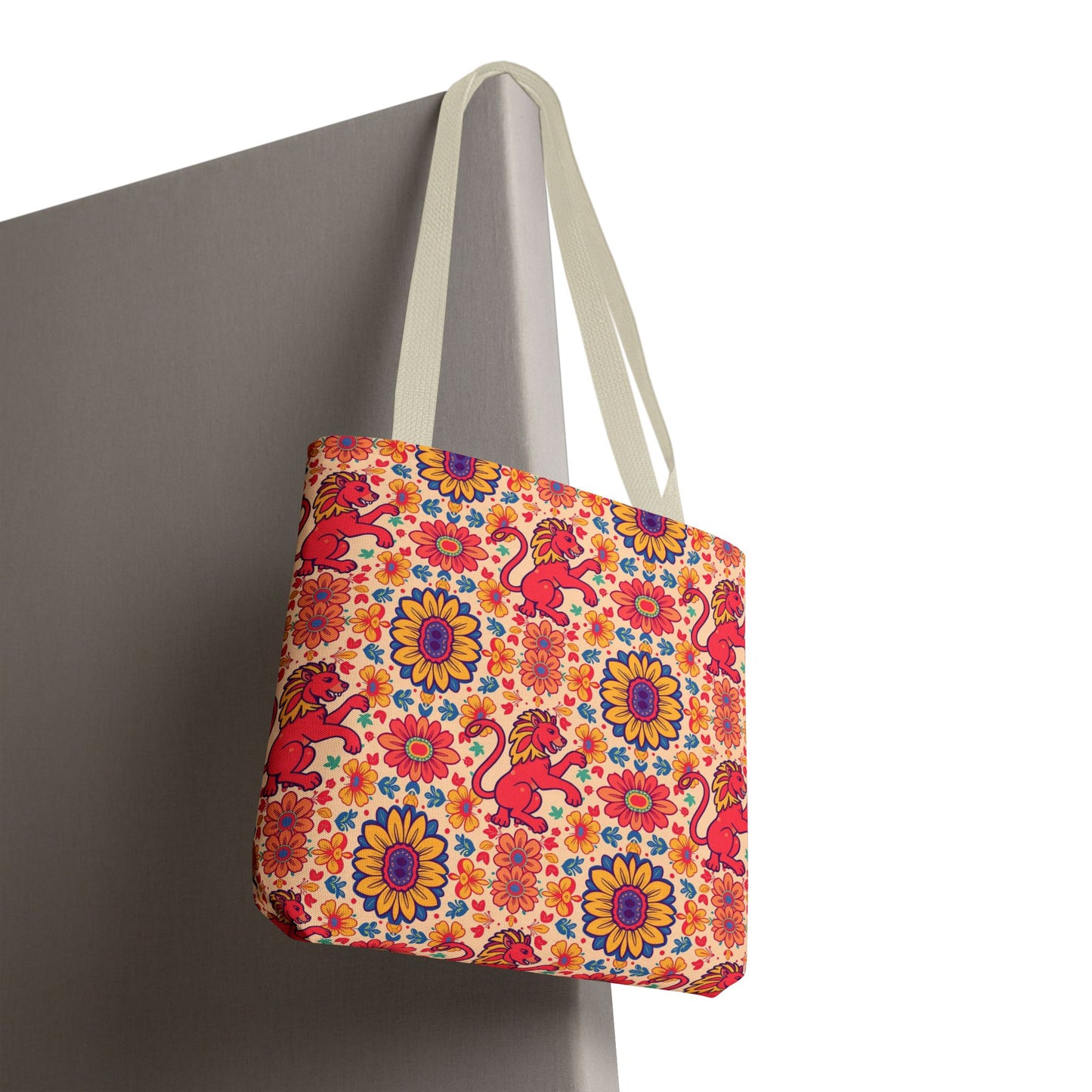 Tote Bag (AOP), Leo, Zodiac v2, Flower Pattern