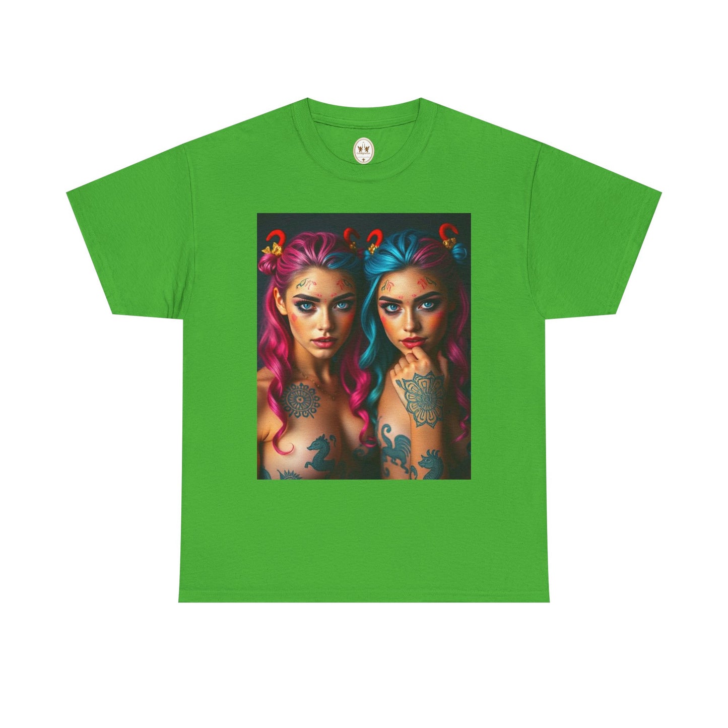 Unisex Heavy Cotton T-Shirt, Gemini, Zodiac v1, Sexy Art