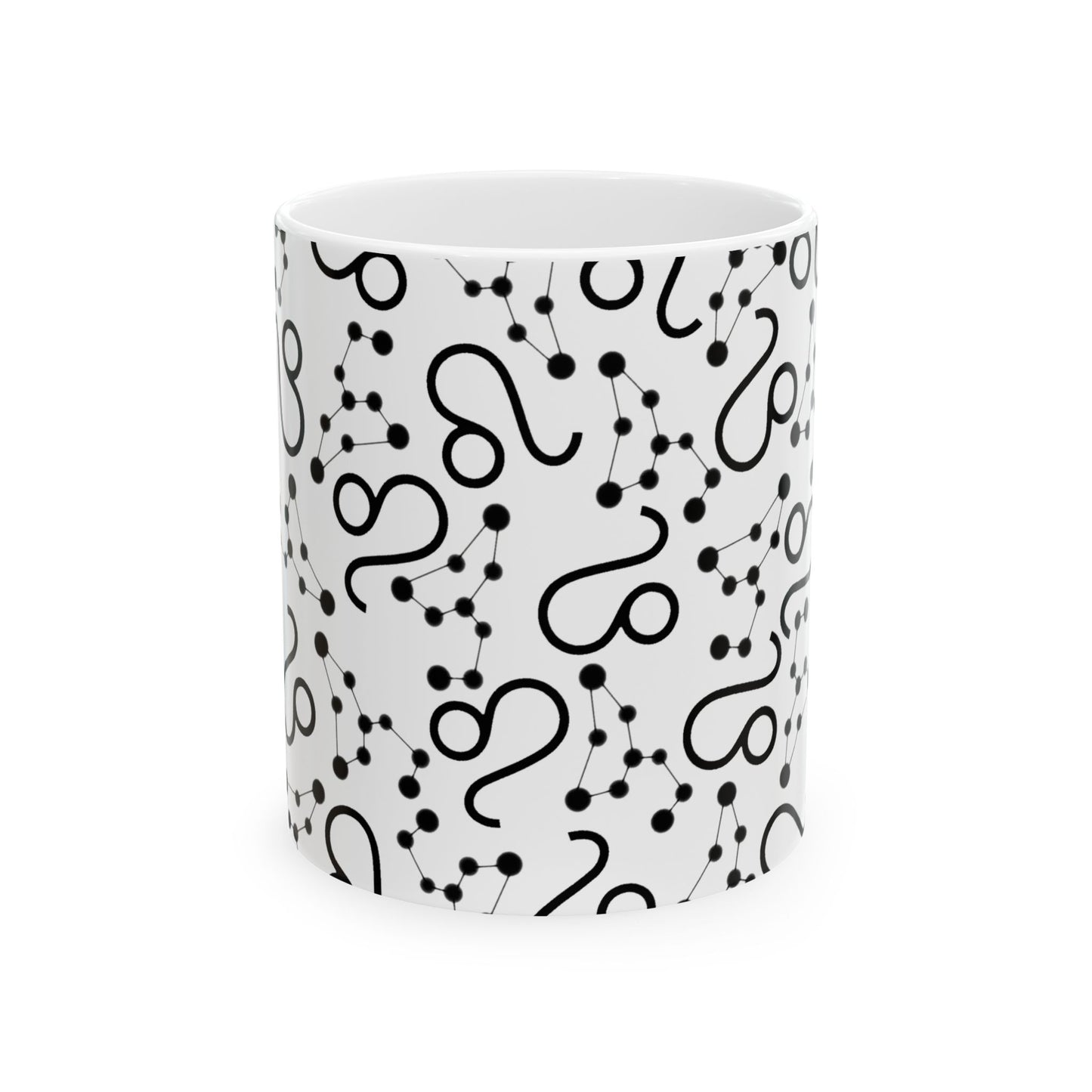 Ceramic Mug, (11oz, 15oz), Ceramic Coffee Mug, AOP, Leo Zodiac Design