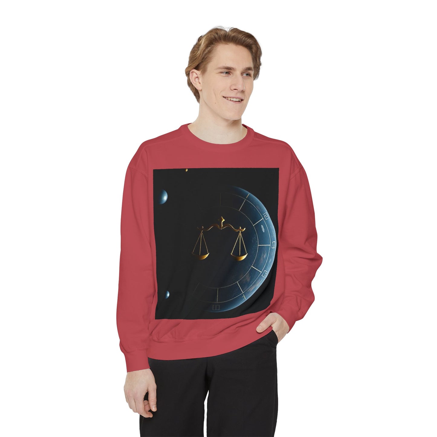 Garment-Dyed Sweatshirt, Unisex, Space Animal Design v1, Libra