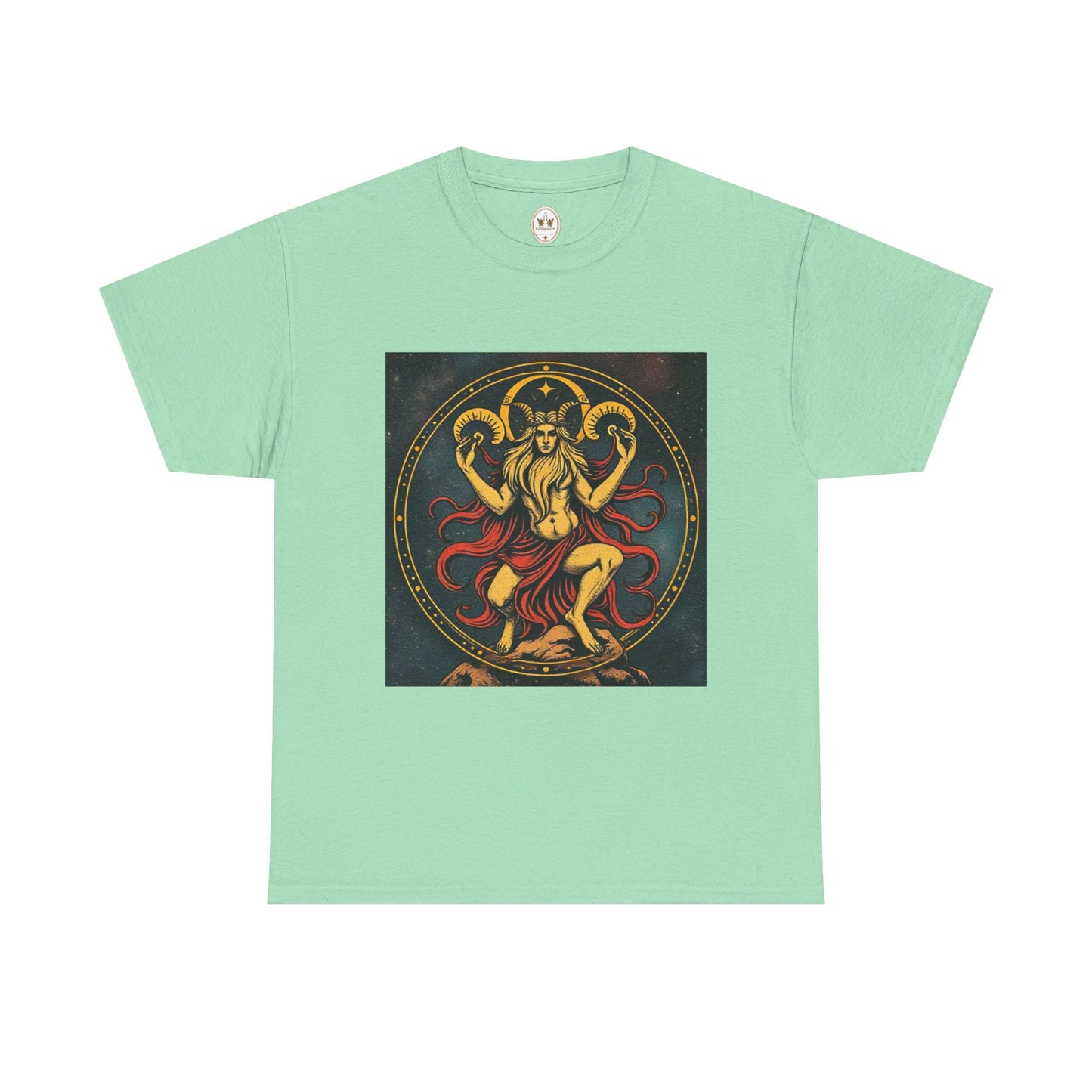 Unisex Heavy Cotton T-Shirt, Aries God 2v, Zodiac Design
