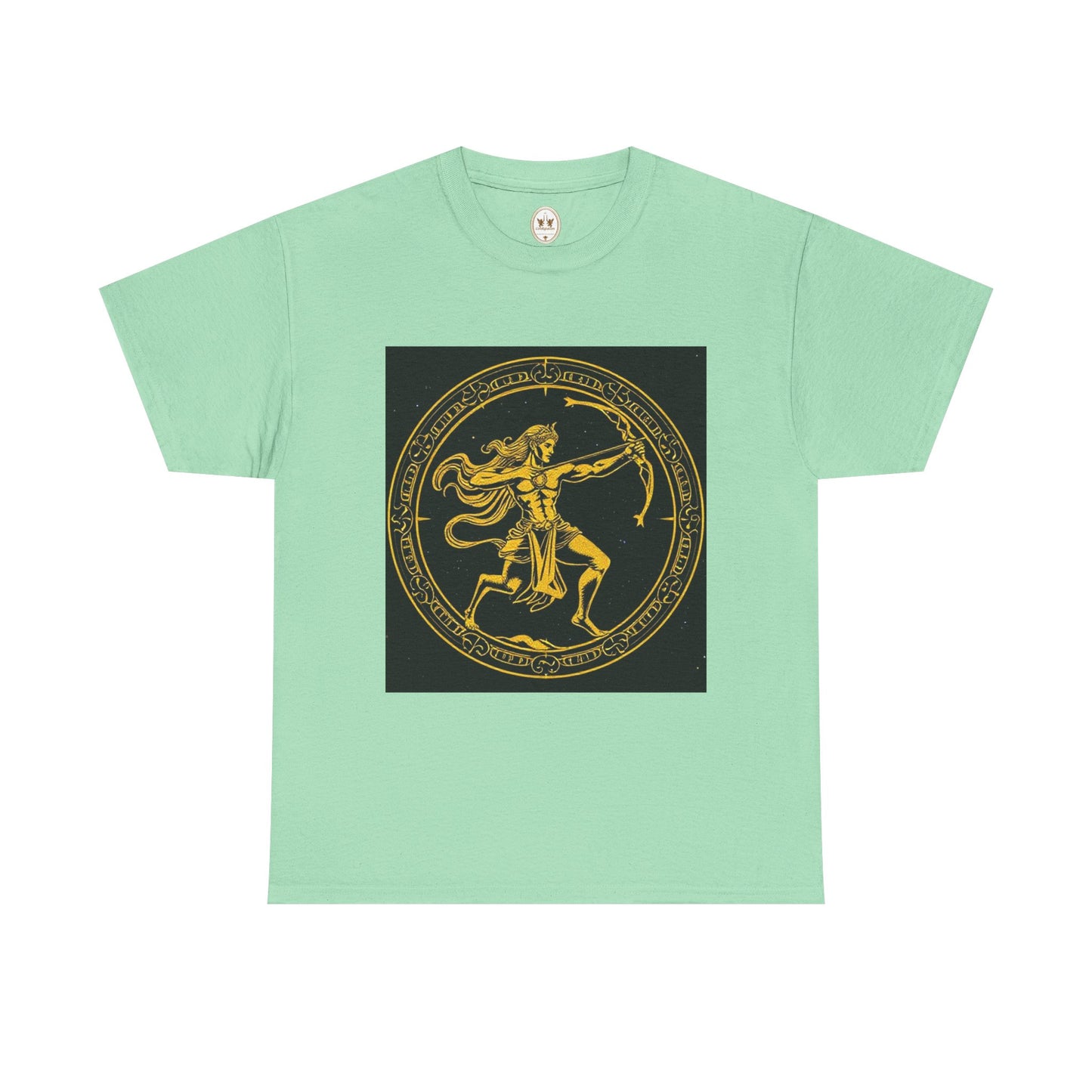 Unisex Heavy Cotton T-Shirt, Mythical Faun/Satyr v1, Sagittarius Zodiac Design