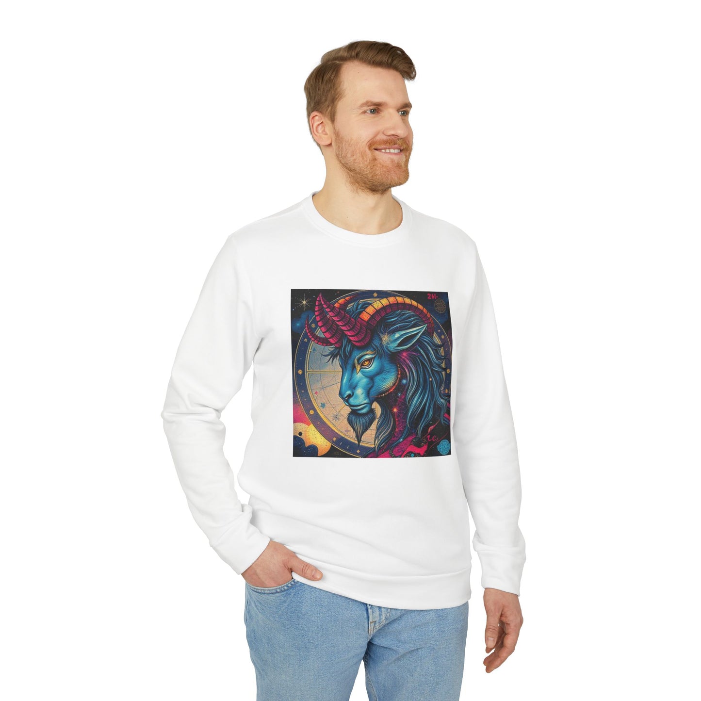 Adidas, Unisex Fleece Crewneck Sweatshirt, Capricorn, Pop Art v1, Zodiac