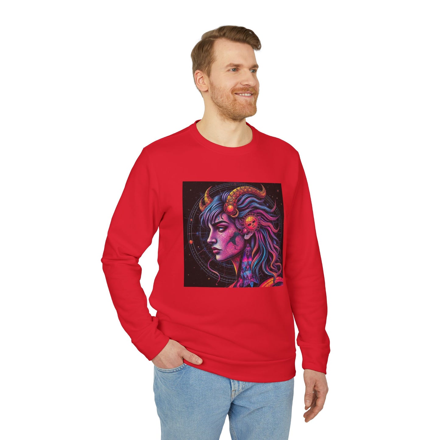 Adidas, Unisex Fleece Crewneck Sweatshirt, Virgo, Pop Art, Zodiac
