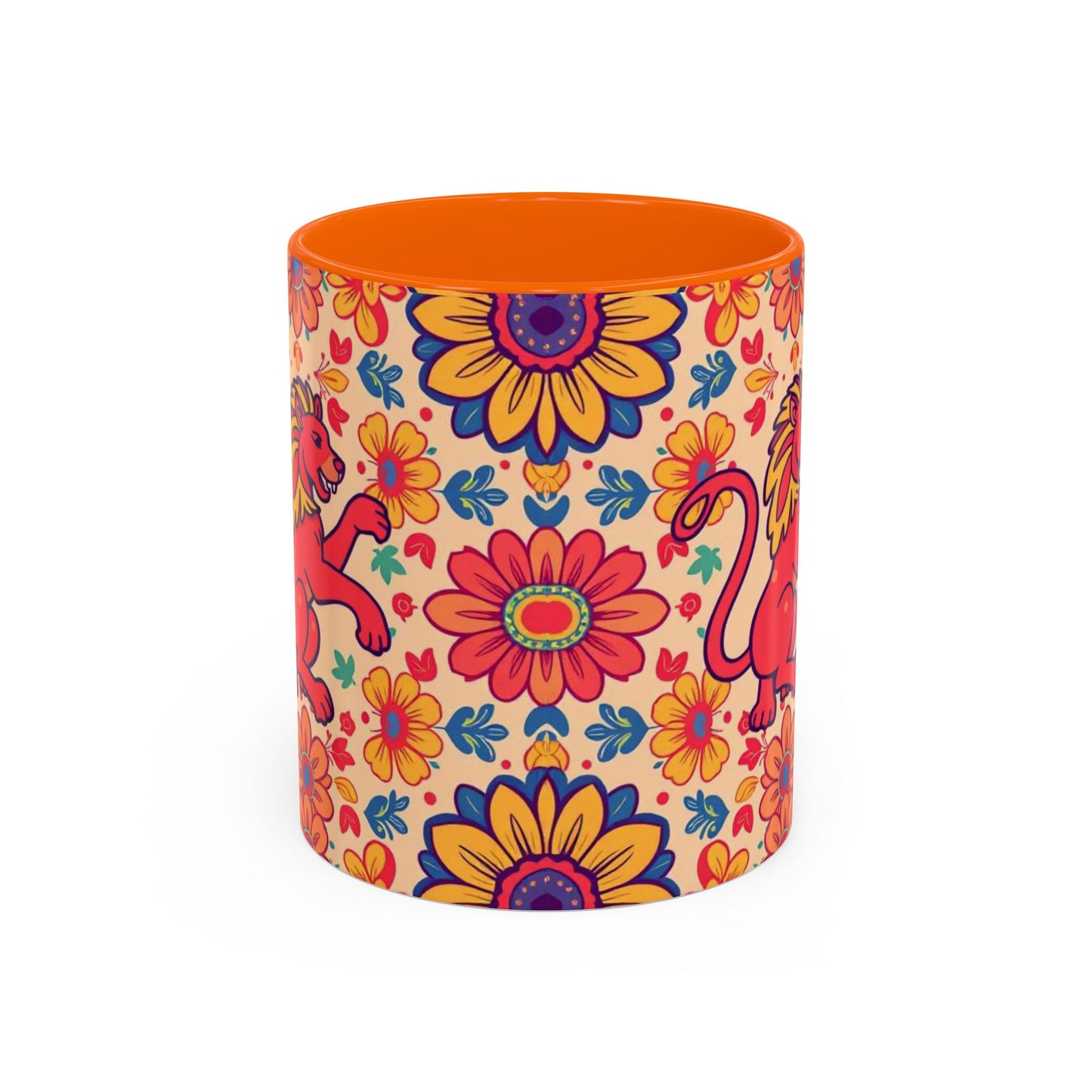 Accent Coffee Mug, Leo, Zodiac, Flower Pattern, (11, 15oz)