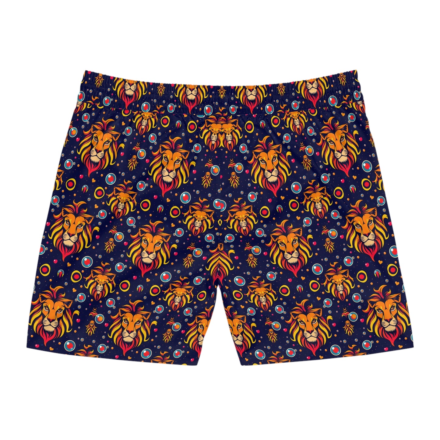 Men's Mid-Length Swim Shorts, (AOP), Leo, Zodiac v3, Bubble Pattern