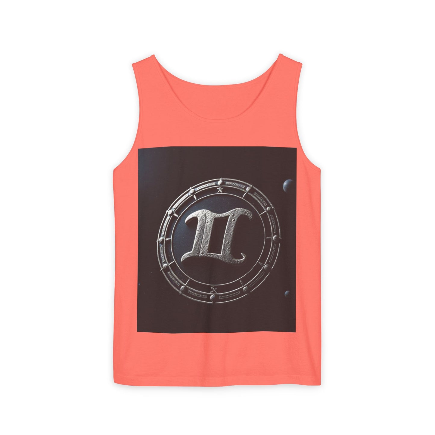 Unisex Garment-Dyed, Tank Top, Gemini Design, Space Symbol v1, 100% US cotton