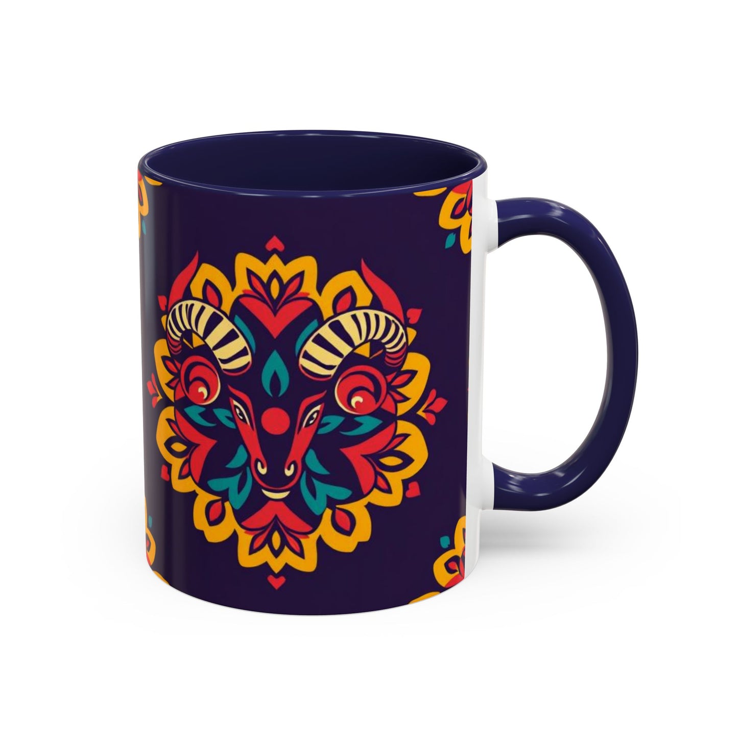 Accent Coffee Mug, Taurus, Zodiac v4. Flower Pattern, (11, 15oz)