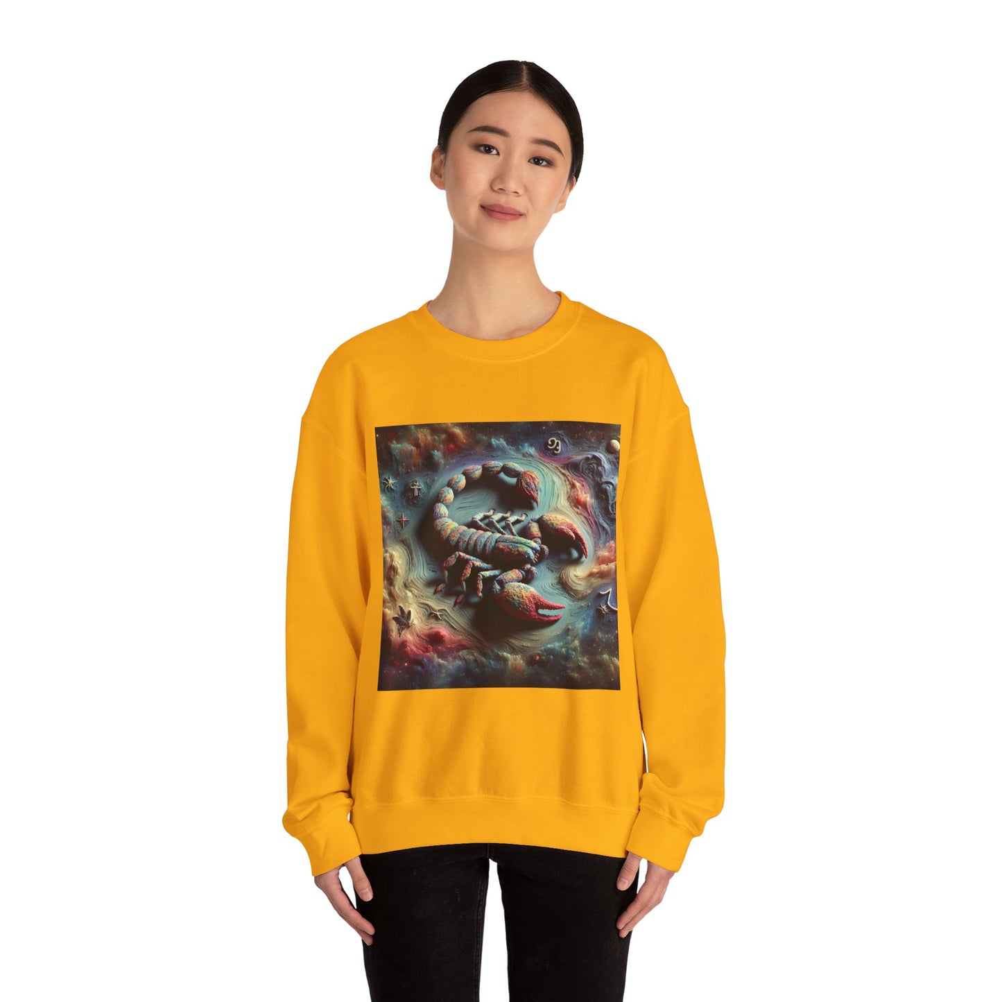 Unisex Heavy Blend™ Crewneck Sweatshirt, Trippy Mist Scorpion, Scorpio Zodiac Design
