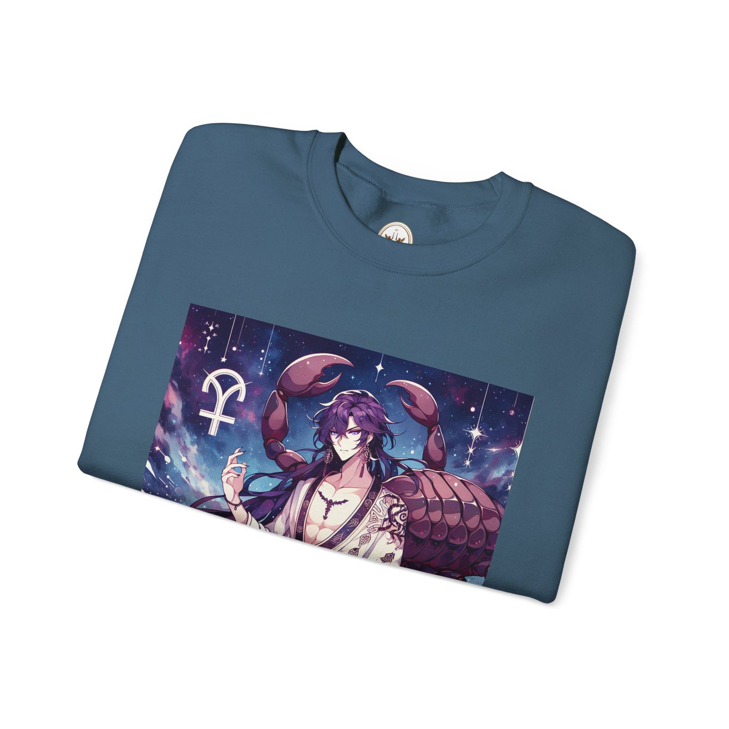 Unisex Heavy Blend™ Crewneck Sweatshirt, Scorpio Zodiac Design, purple scorpion anime