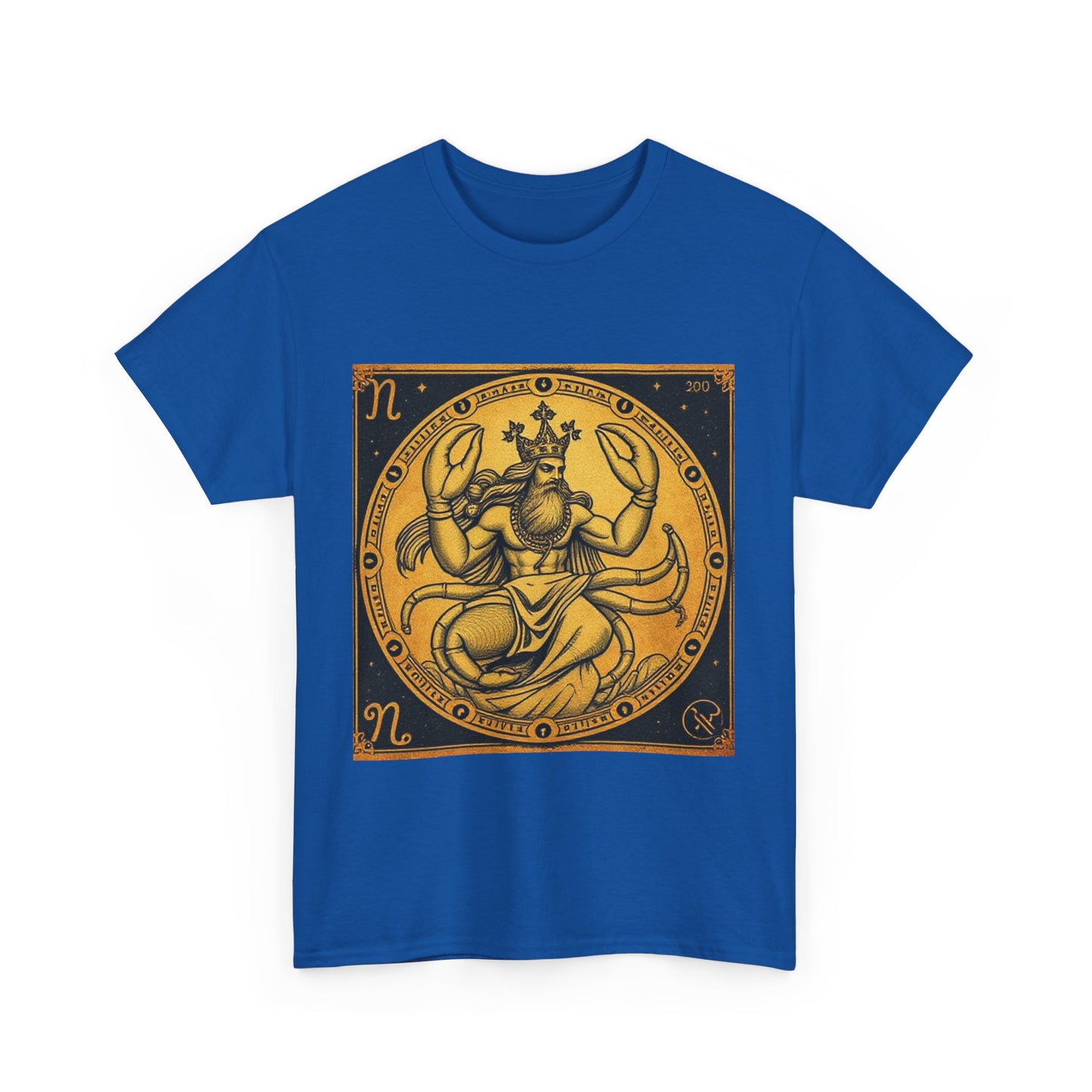 Unisex Heavy Cotton T-Shirt, Crab King, Cancer Zodiac Design