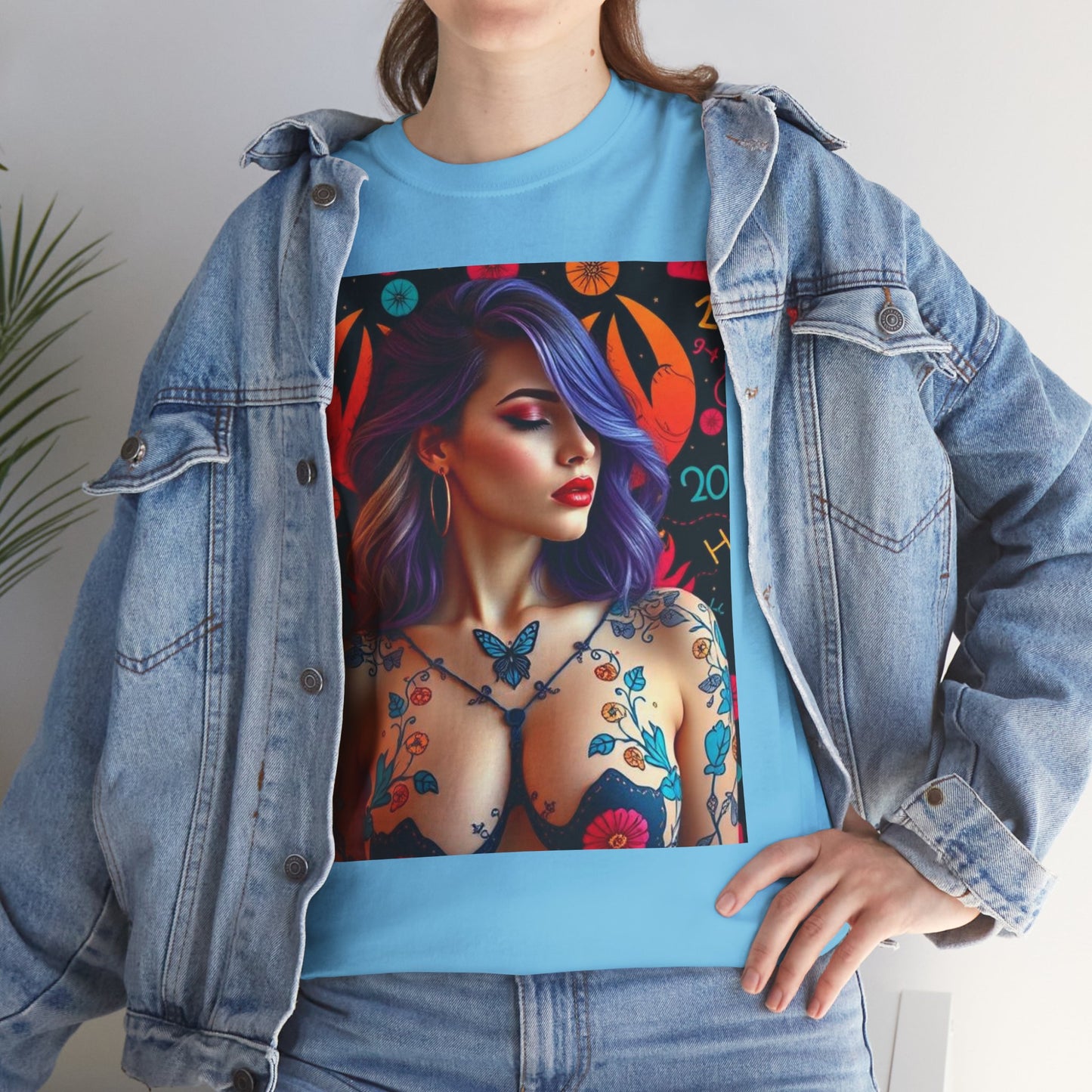 Unisex Heavy Cotton T-Shirt, Cancer, Zodiac, Sexy Art