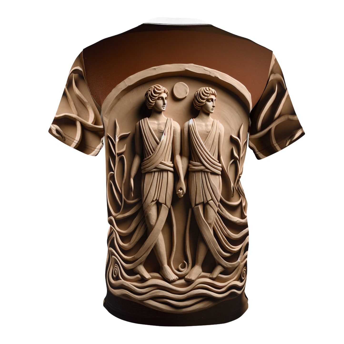 Unisex Cut & Sew T-Shirt (AOP), Stone Twins, Gemini Zodiac Design, Regular fit, 100% Polyester