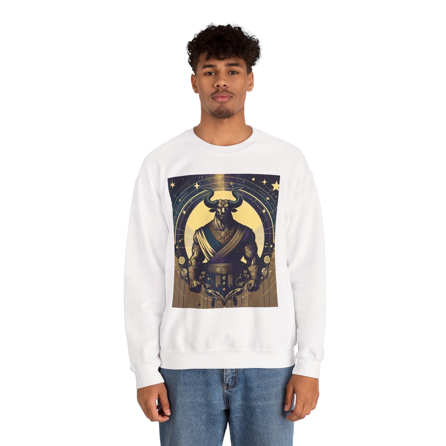 Unisex Heavy Blend™ Crewneck Sweatshirt, Minotaur, Taurus Zodiac Design