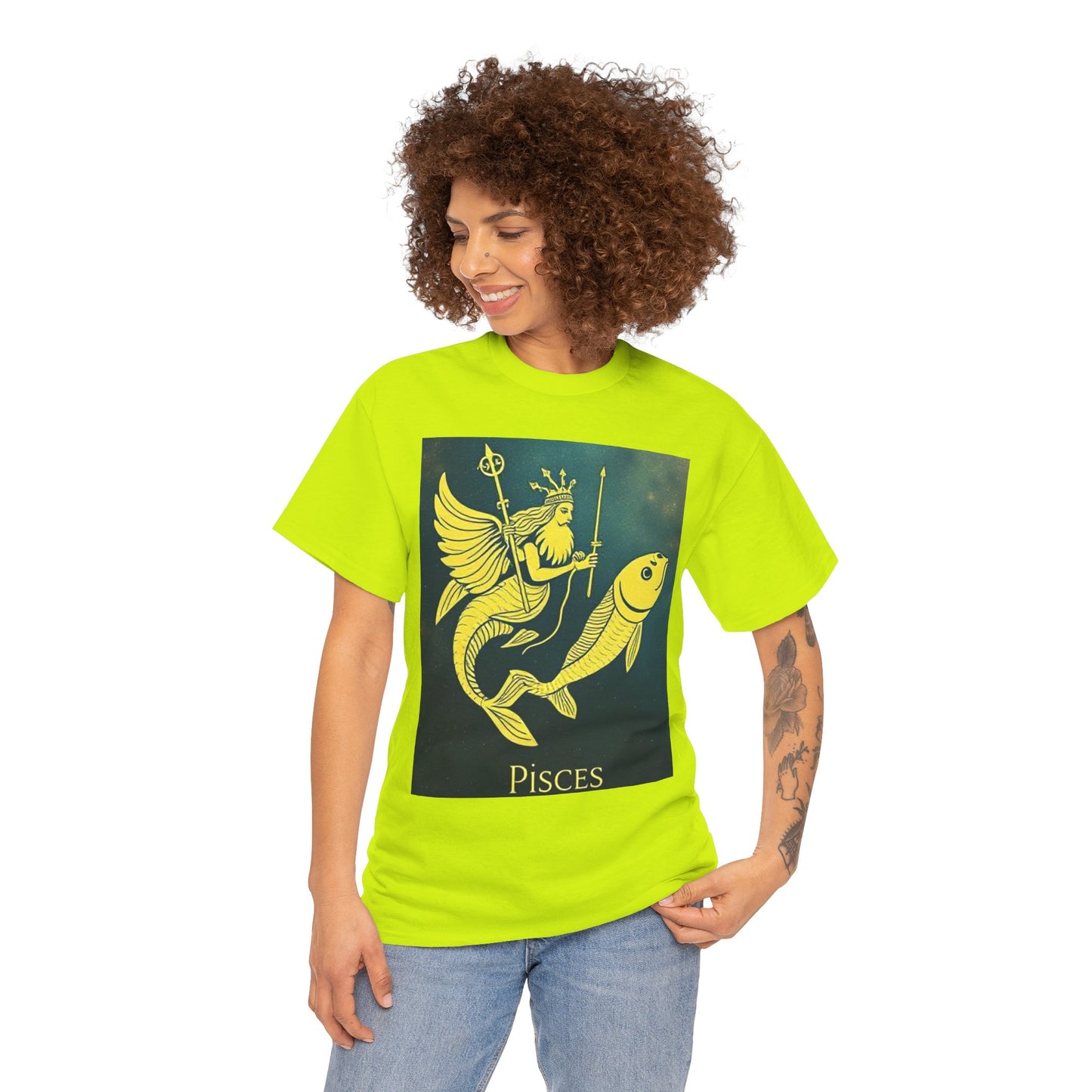 Unisex Heavy Cotton T-Shirt, Pisces Quuen v1, Zodiac Design