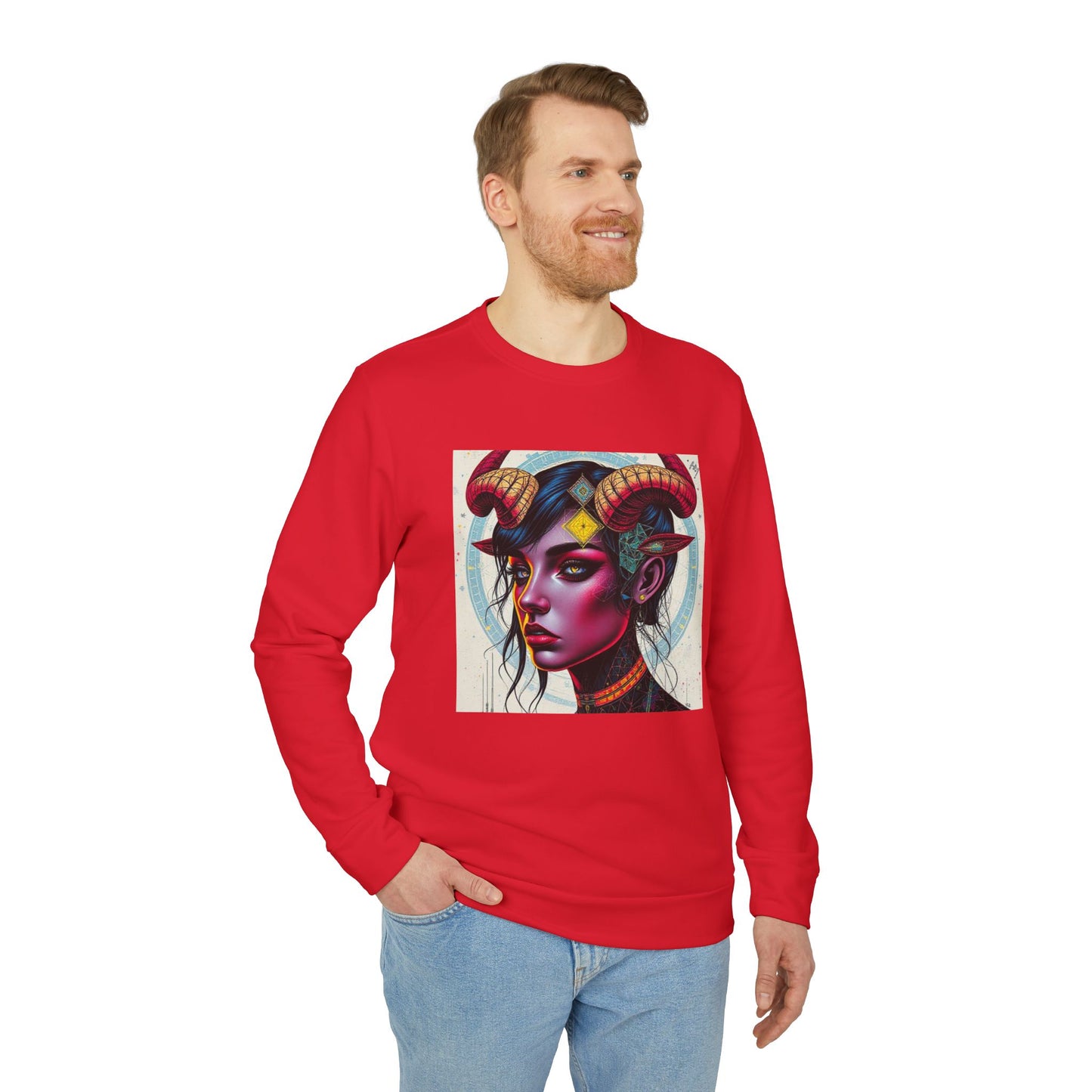 Adidas, Unisex Fleece Crewneck Sweatshirt, Taurus, Pop Art, Zodiac