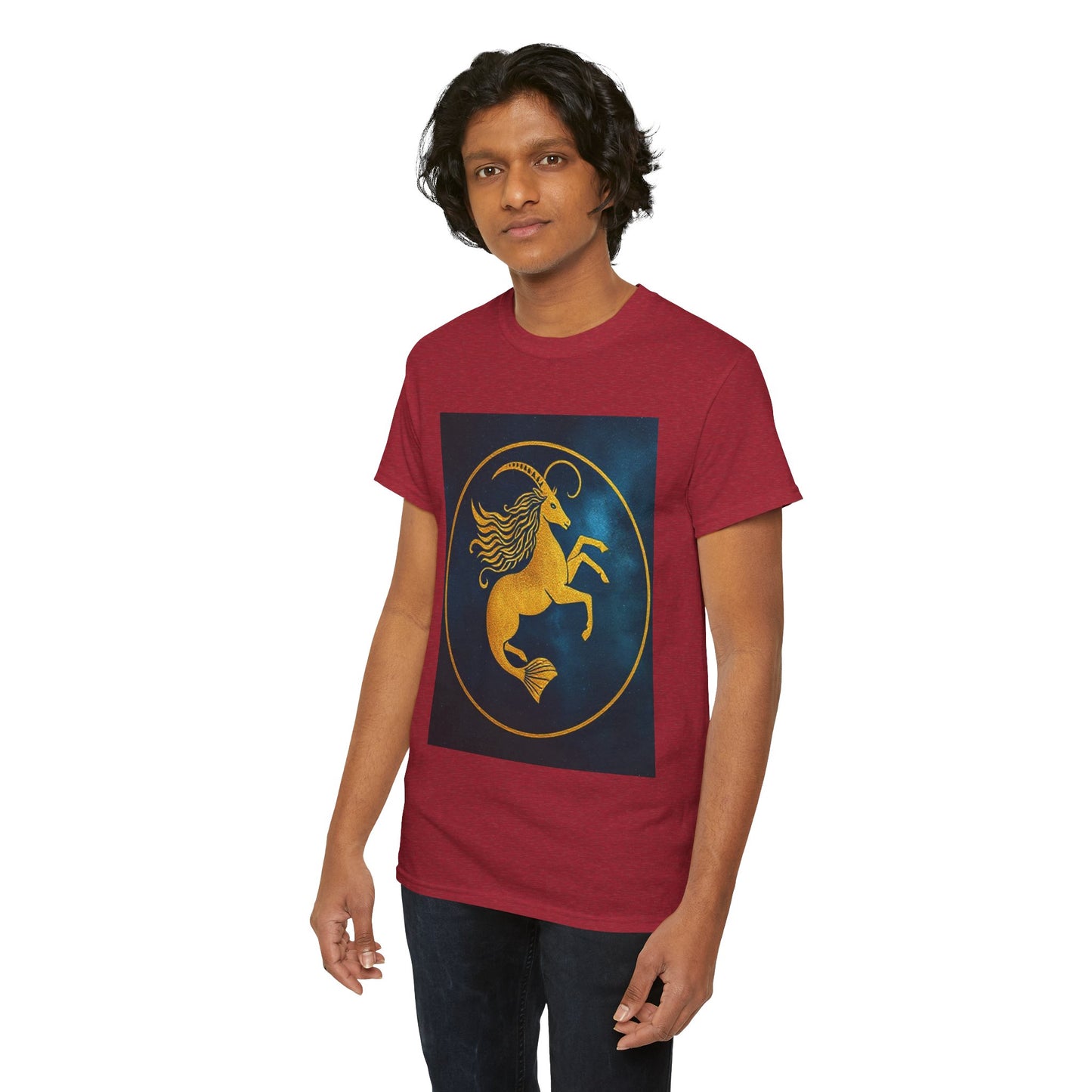 Unisex Heavy Cotton T-Shirt, Capricorn Animal v3, Symbol, Zodiac Design